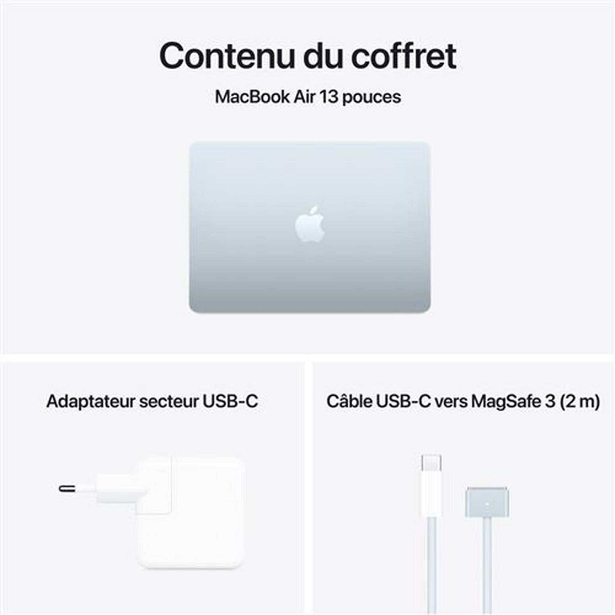 Voir la diapositive 11 : APPLE Ordinateur portable MacBook Air 13'' 256 Go SSD 16 Go RAM Puce M4 - Bleu ciel