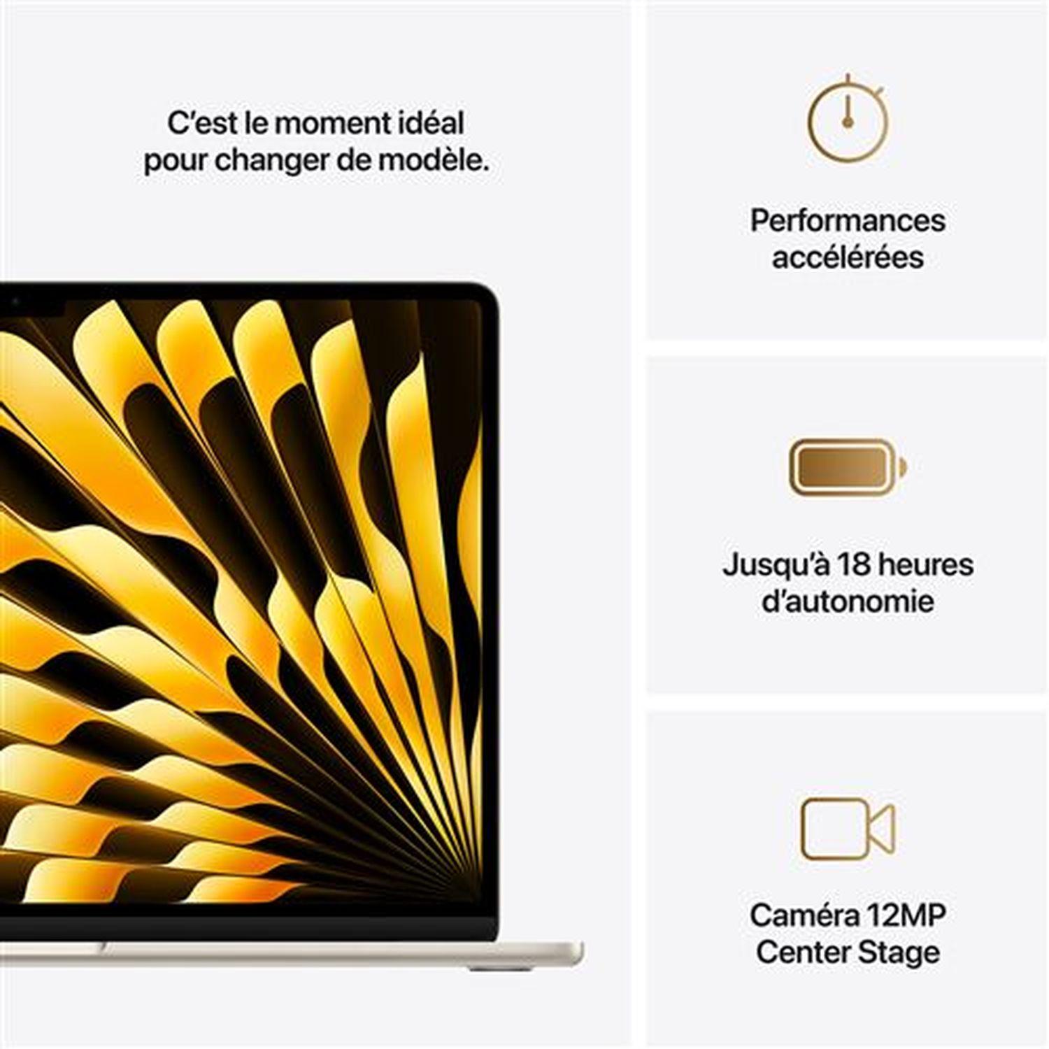 Voir la diapositive 10 : APPLE Ordinateur portable MacBook Air 15'' 256Go SSD 16Go RAM Puce M4 - Lumière Stellaire