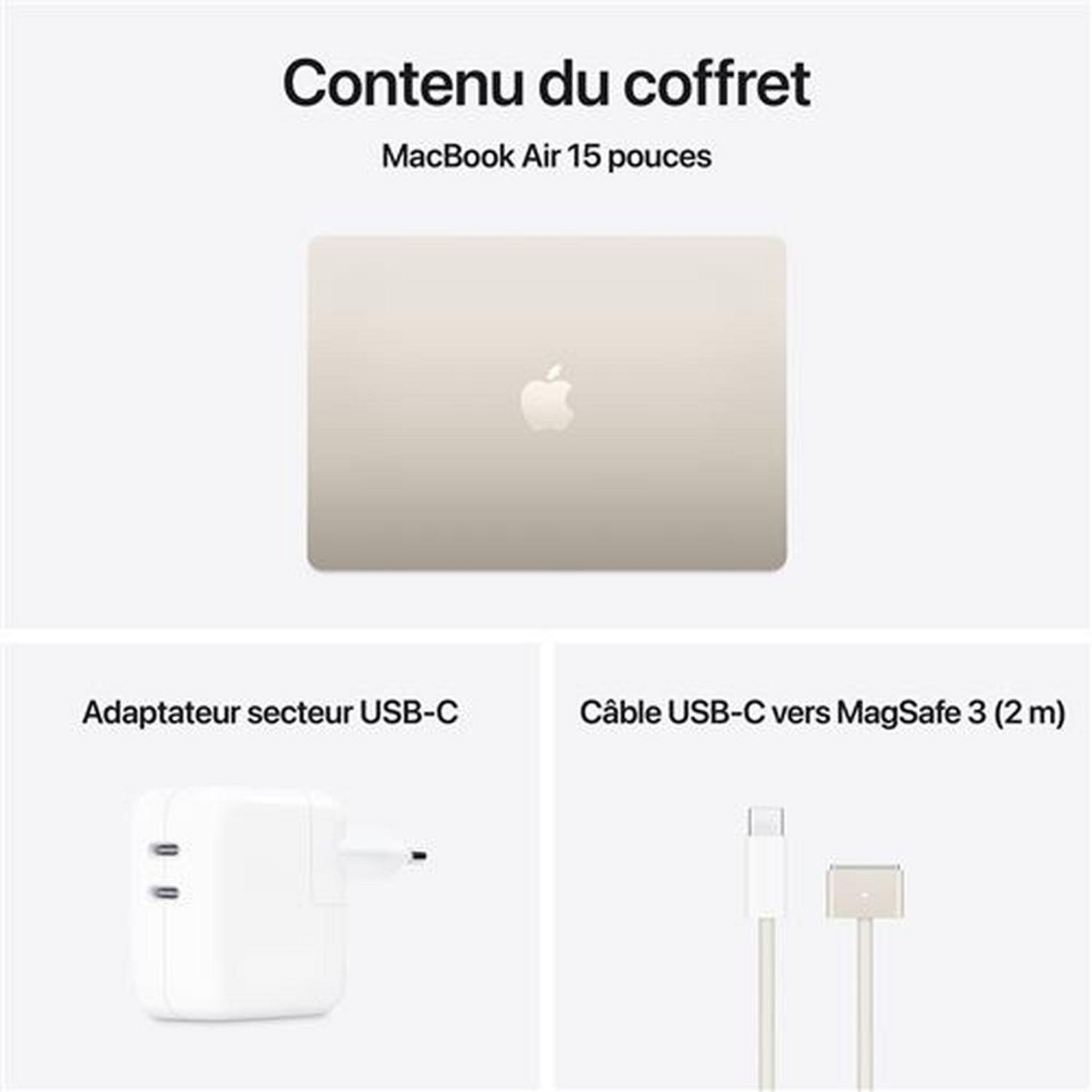 Voir la diapositive 11 : APPLE Ordinateur portable MacBook Air 15'' 256Go SSD 16Go RAM Puce M4 - Lumière Stellaire