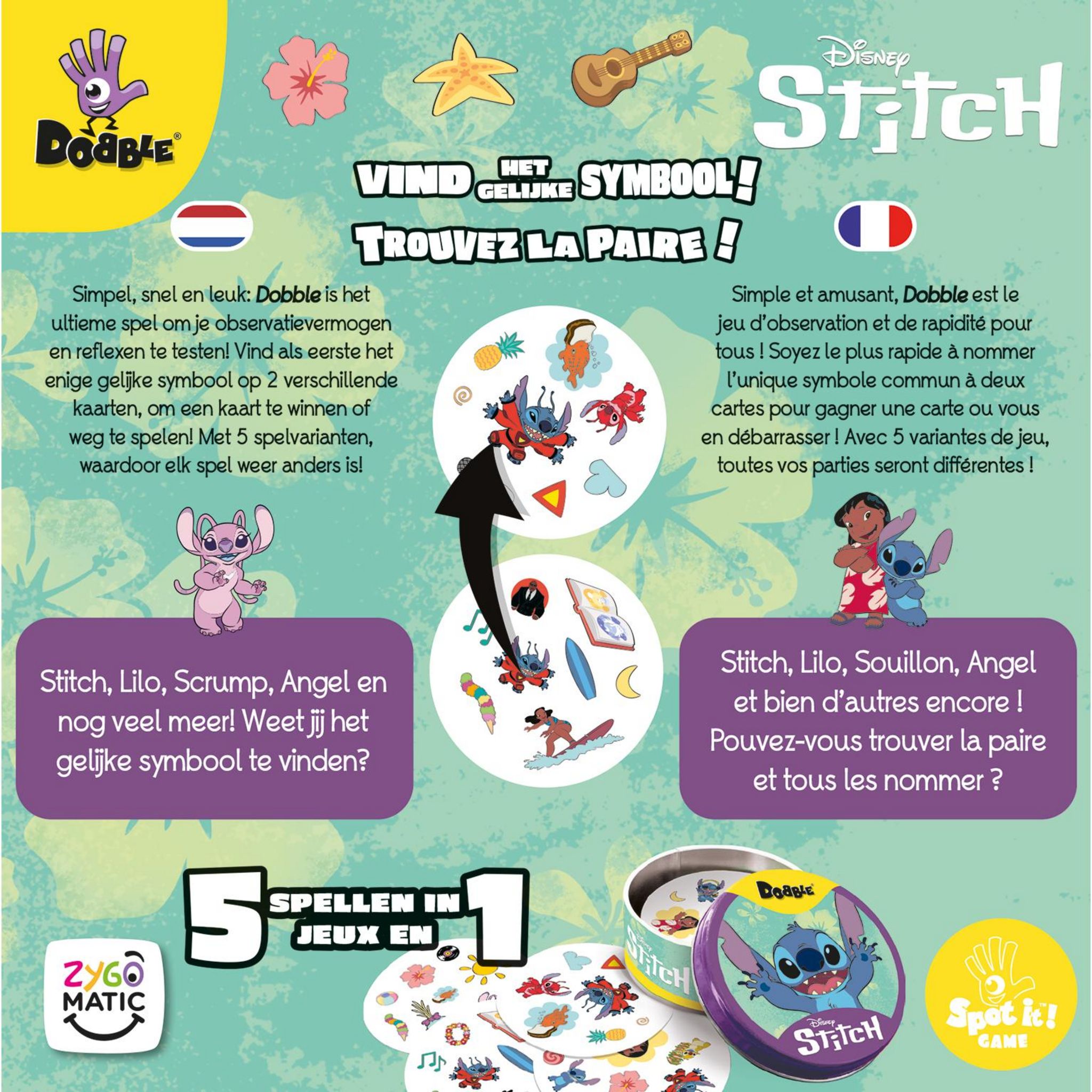 Voir la diapositive 2 : ASMODEE Jeu Dobble Lilo et Stitch