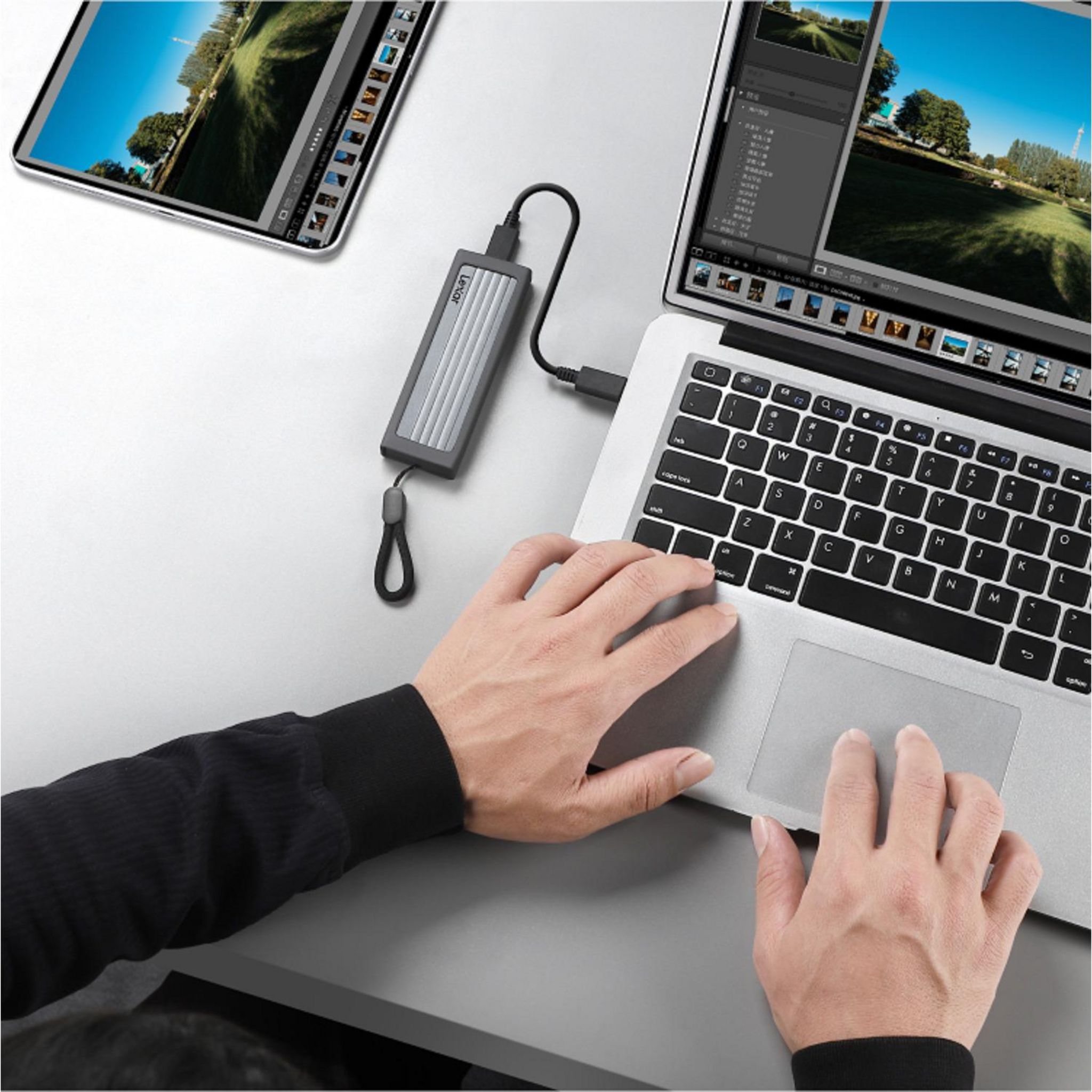 Voir la diapositive 3 : Disque SSD externe Lexar E6 2To USB 3.2 GEN2 -  Noir