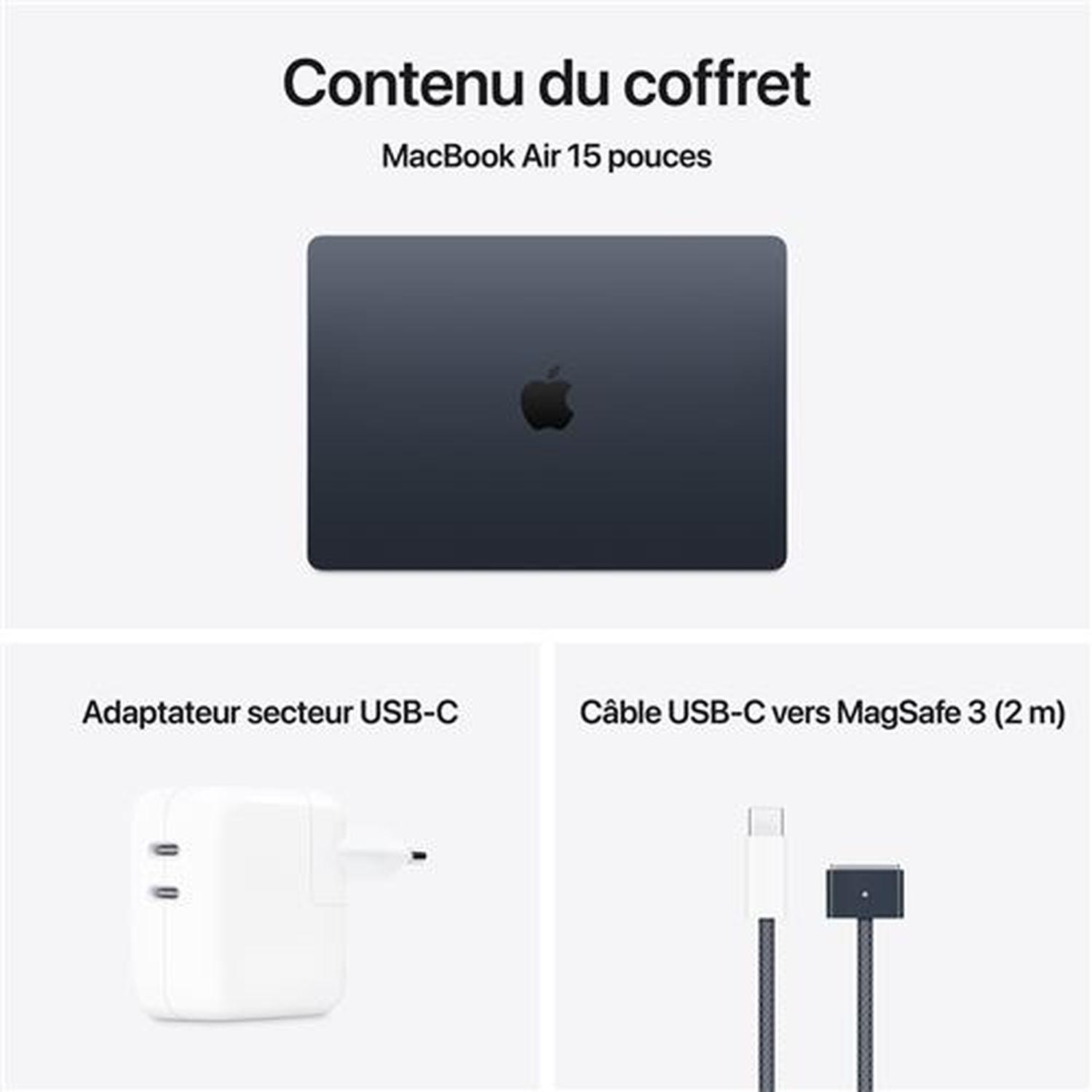 Voir la diapositive 11 : APPLE Ordinateur portable MacBook Air 15'' 512Go SSD 24Go RAM Puce M4 - Noir Midnight
