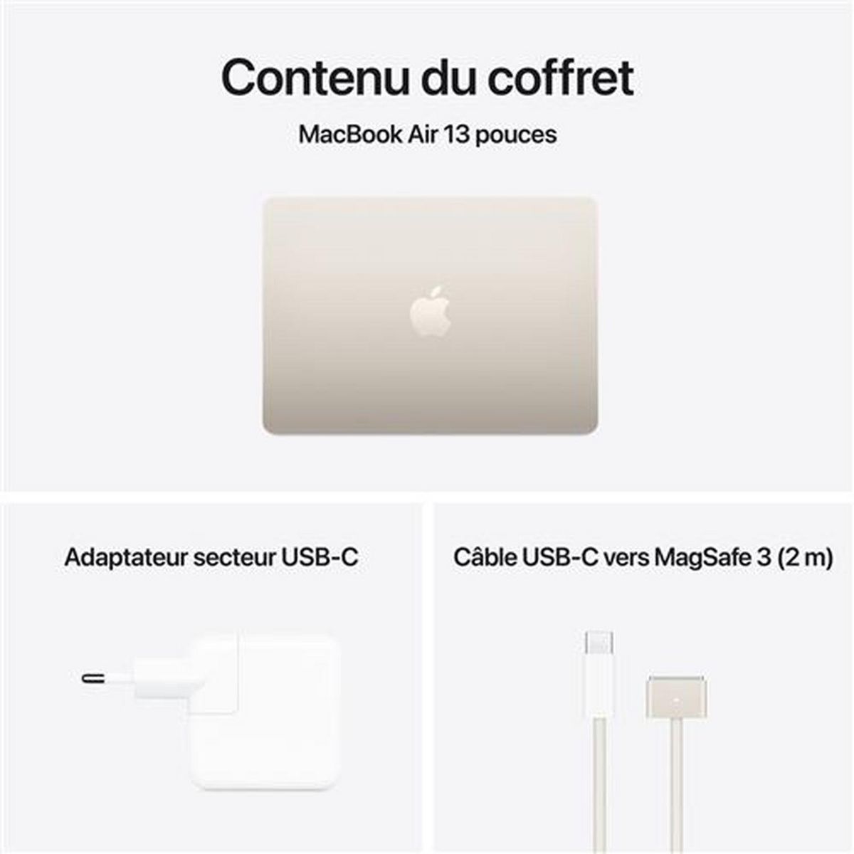 APPLE Ordinateur portable MacBook Air 13'' 512 Go SSD 24Go RAM Puce M4 - Lumière Stellaire