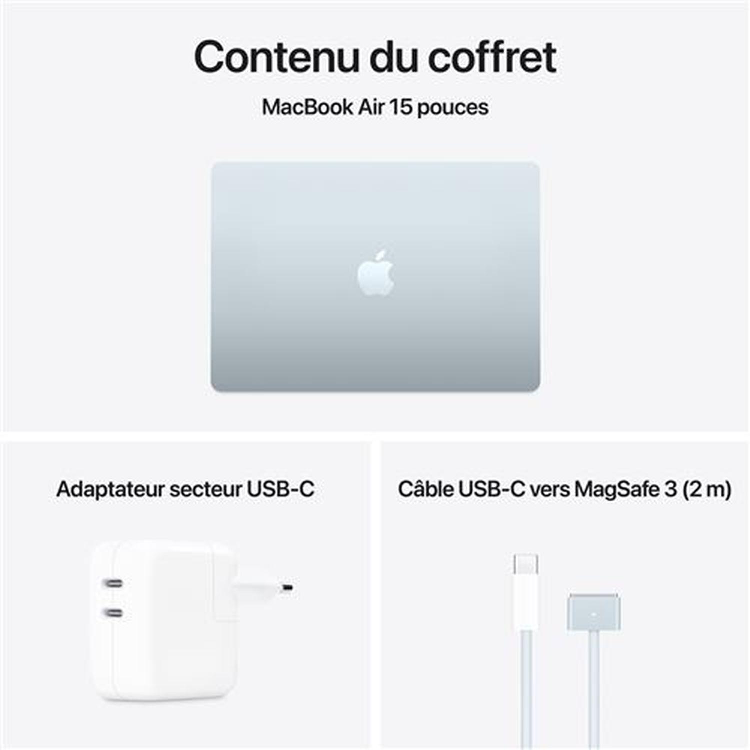 Voir la diapositive 11 : APPLE Ordinateur portable MacBook Air 15'' 512Go SSD 16Go RAM Puce M4 - Bleu ciel