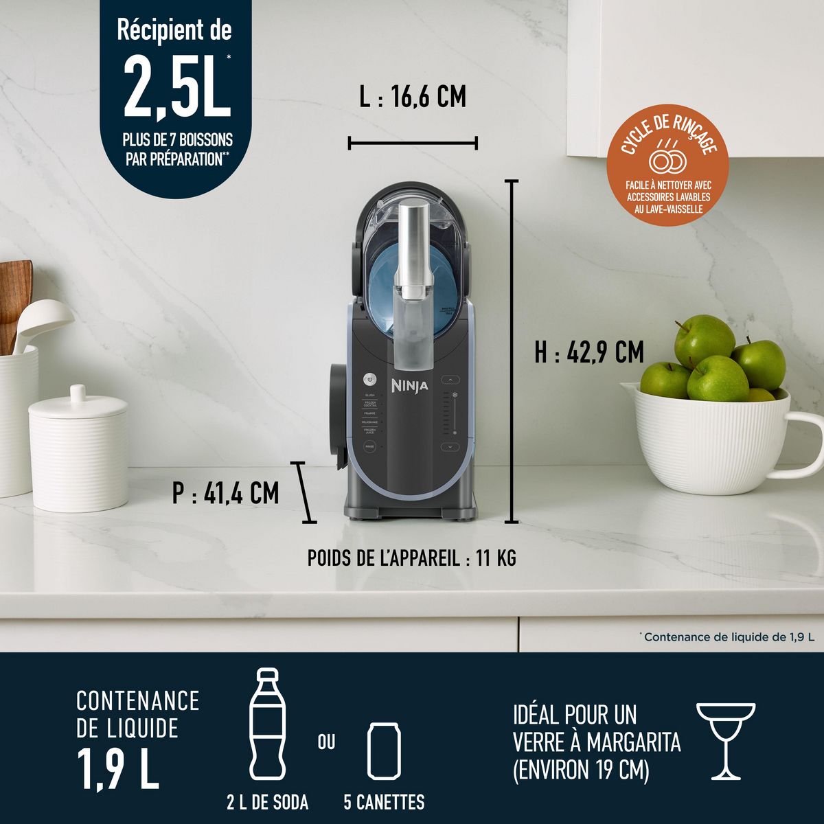 NINJA Machine à boissons glacées Slushi FS301EU - Gris