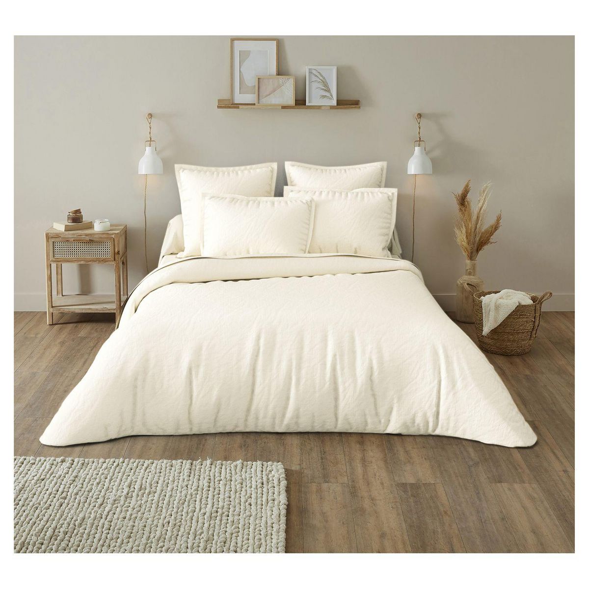 ACTUEL Parure housse de couette unie en gaze de coton DOREEN