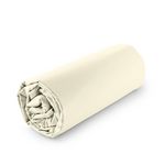 ACTUEL Drap housse uni en coton biologique ROSALIE. Coloris disponibles : Beige