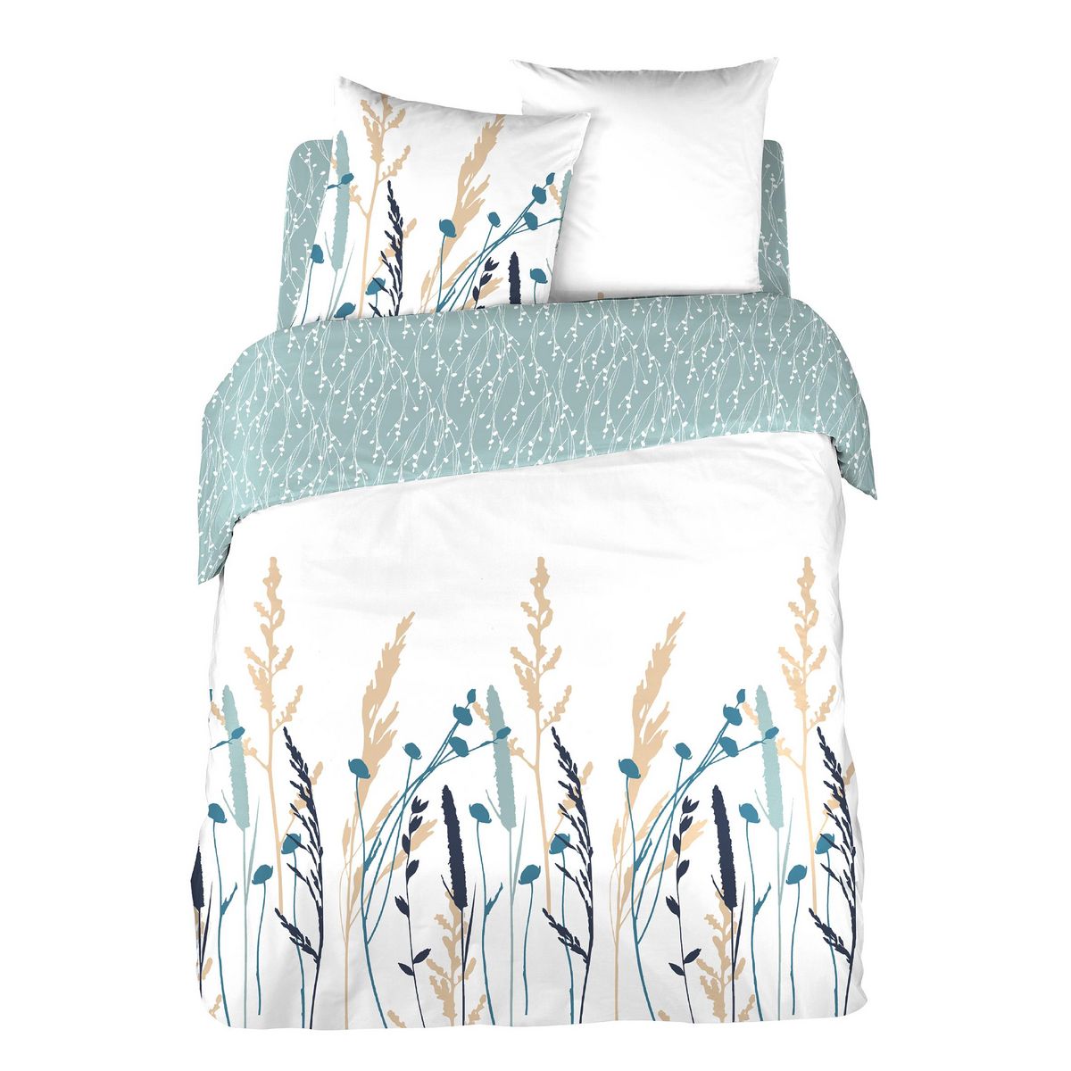 ACTUEL Parure housse de couette en percale de coton 65 fils DORIS