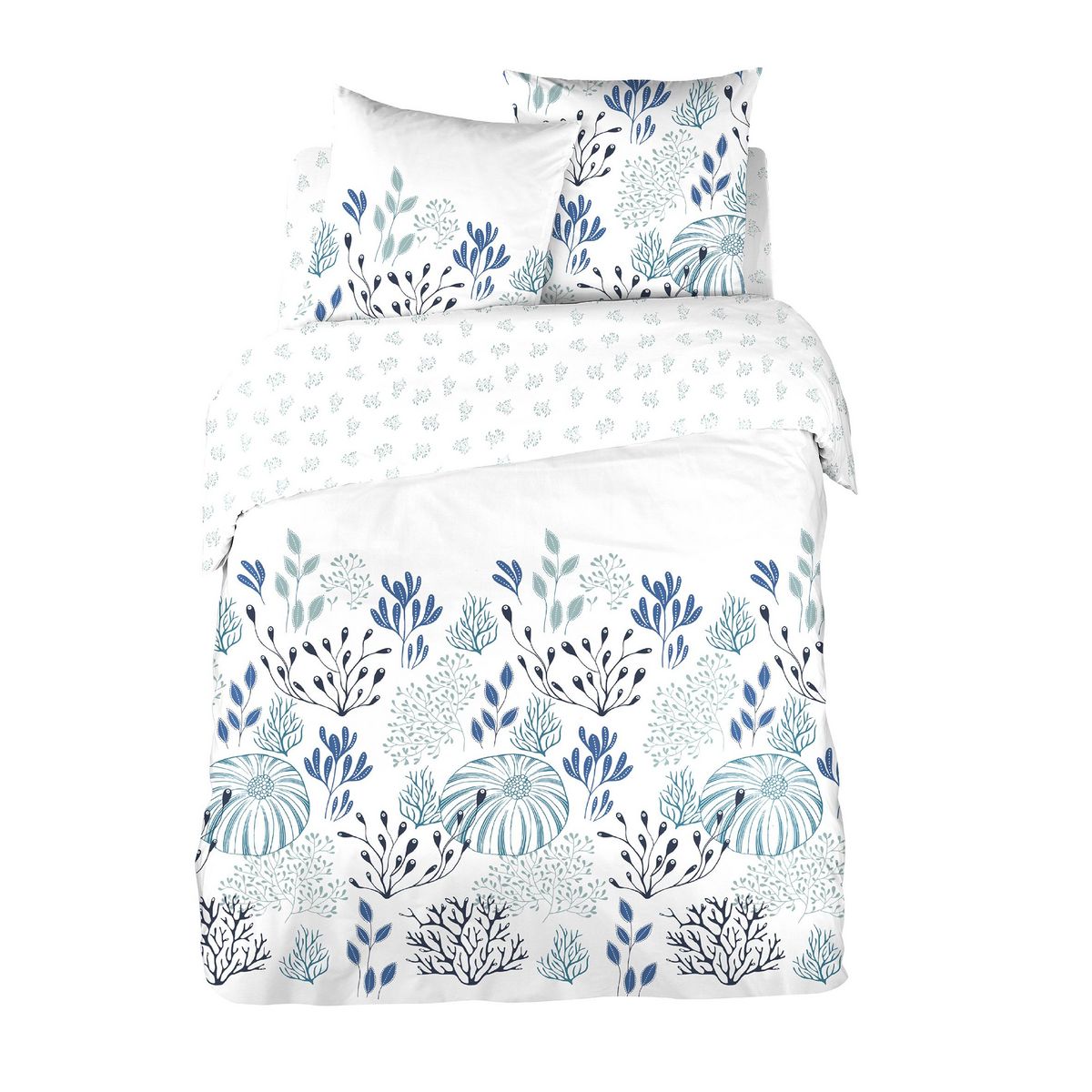 ACTUEL Parure housse de couette en percale de coton 65 fils LAURA