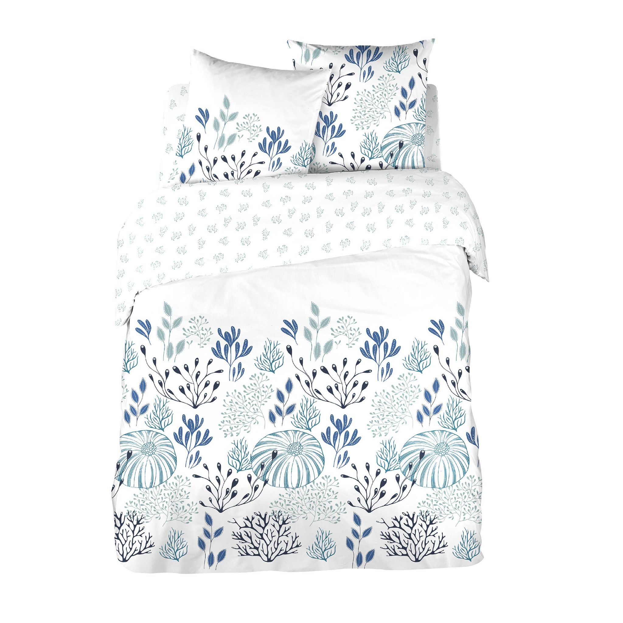 Voir la diapositive 2 : ACTUEL Parure housse de couette en percale de coton 65 fils LAURA