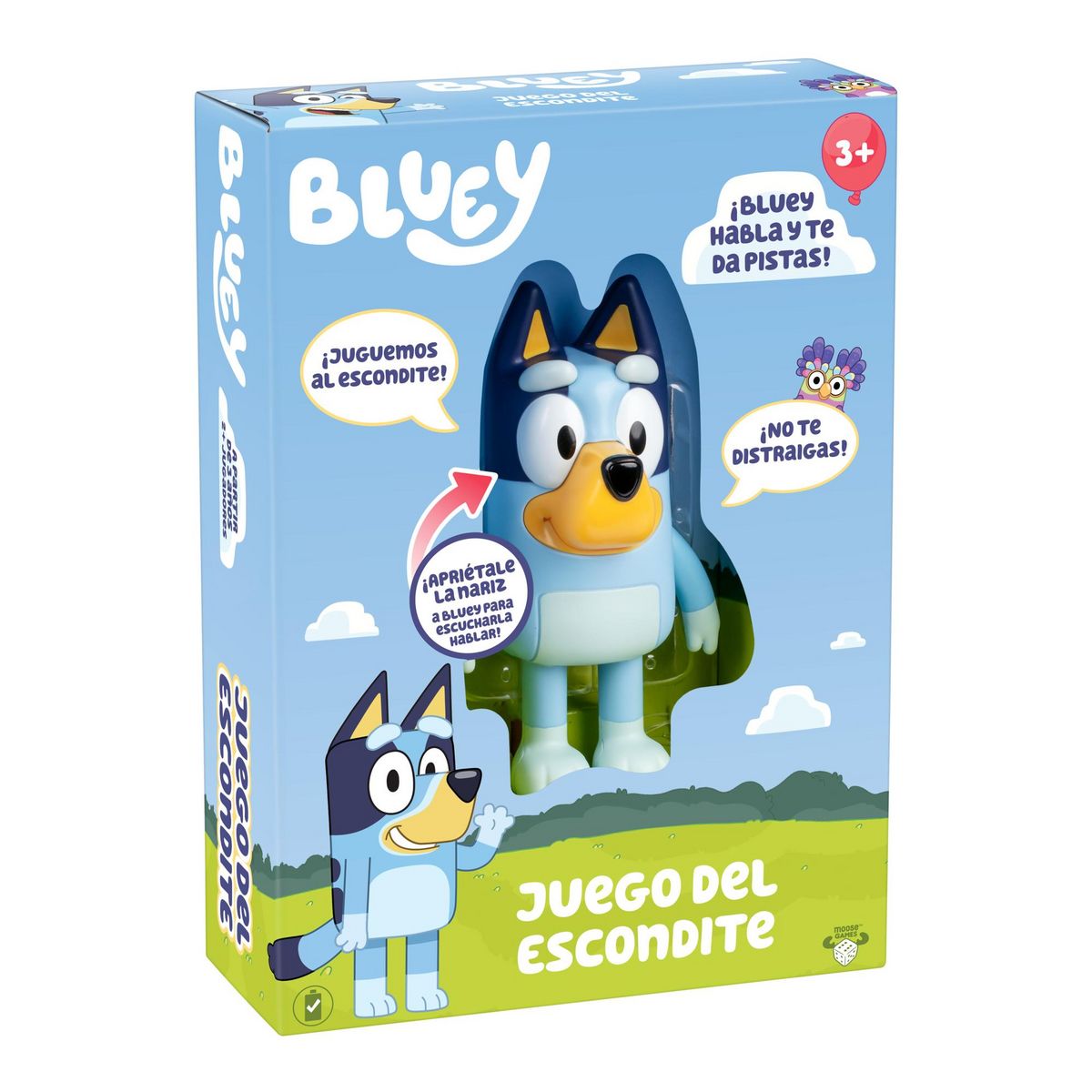 MOOSE Jeu de Cache-Cache Bluey avec Minuterie, Sons et Danses pour Enfants, Trouve la Figurine et Amuse-toi !