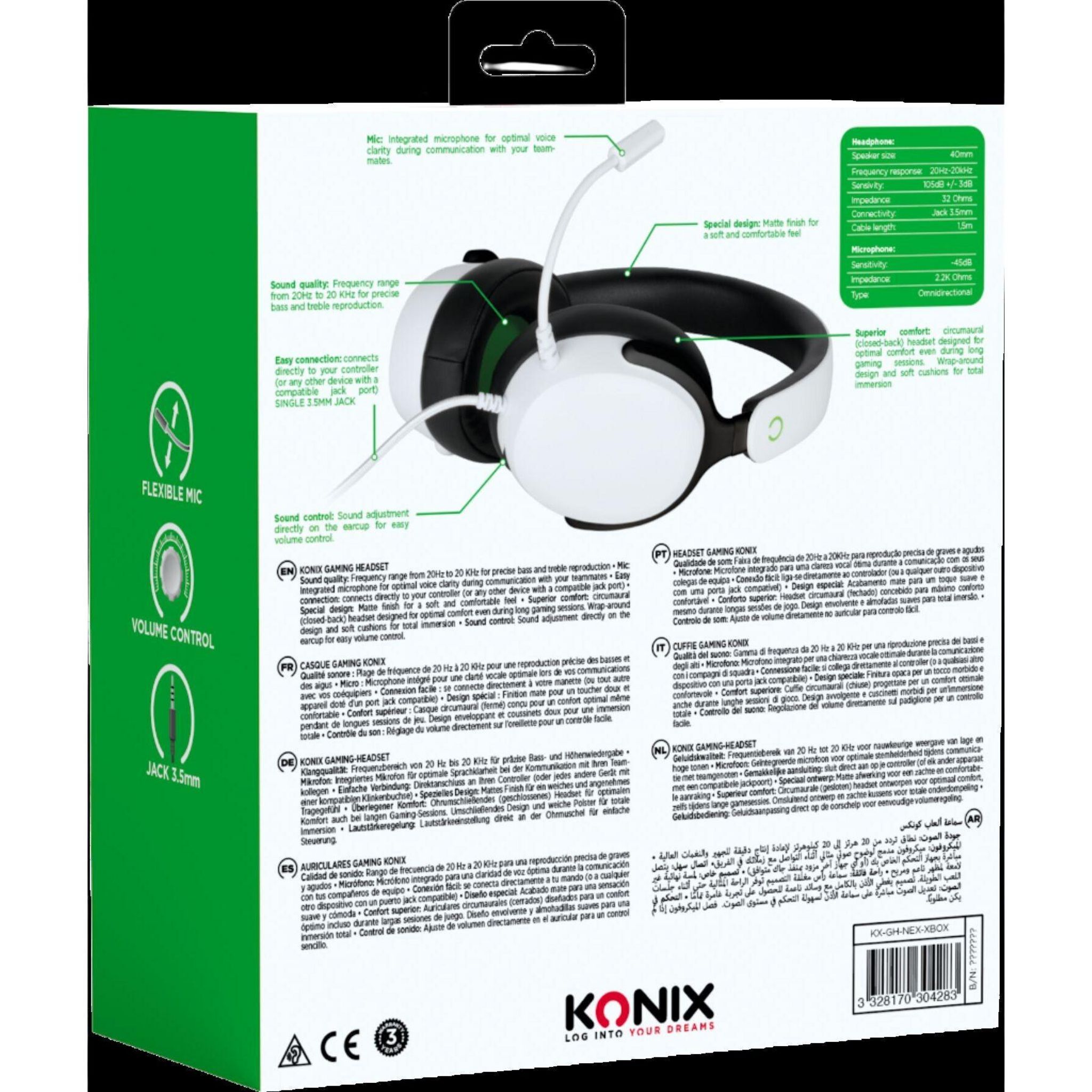 Voir la diapositive 4 : KONIX Casque Gaming Nexus Blanc Xbox Series X / Xbox One