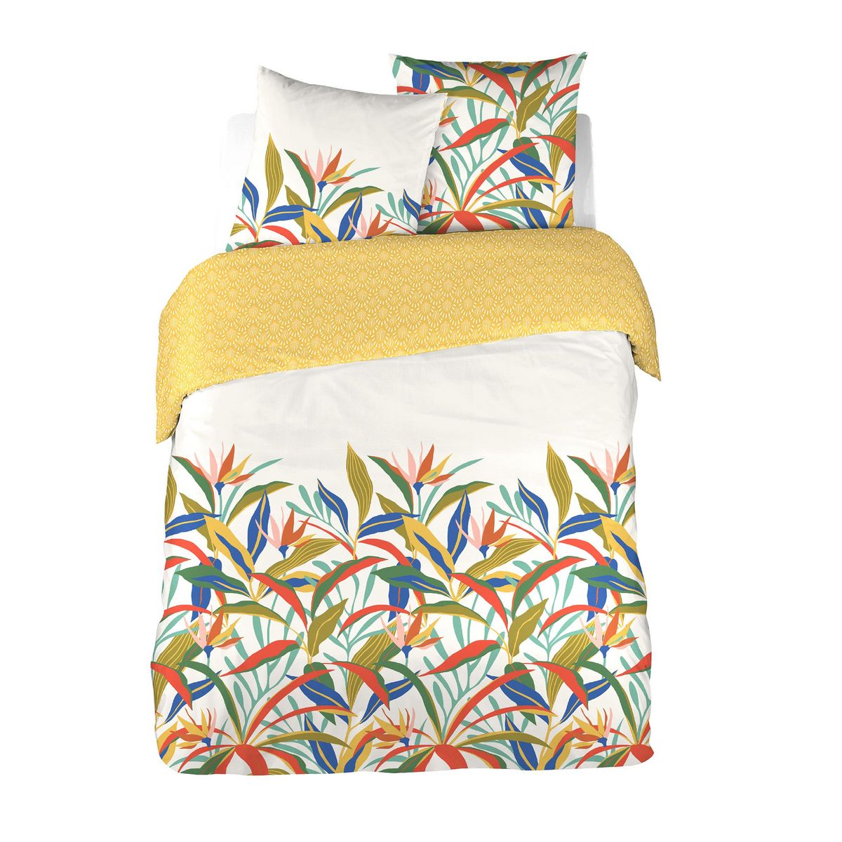 ACTUEL Parure housse de couette en coton 65 fils imprimé IRIS