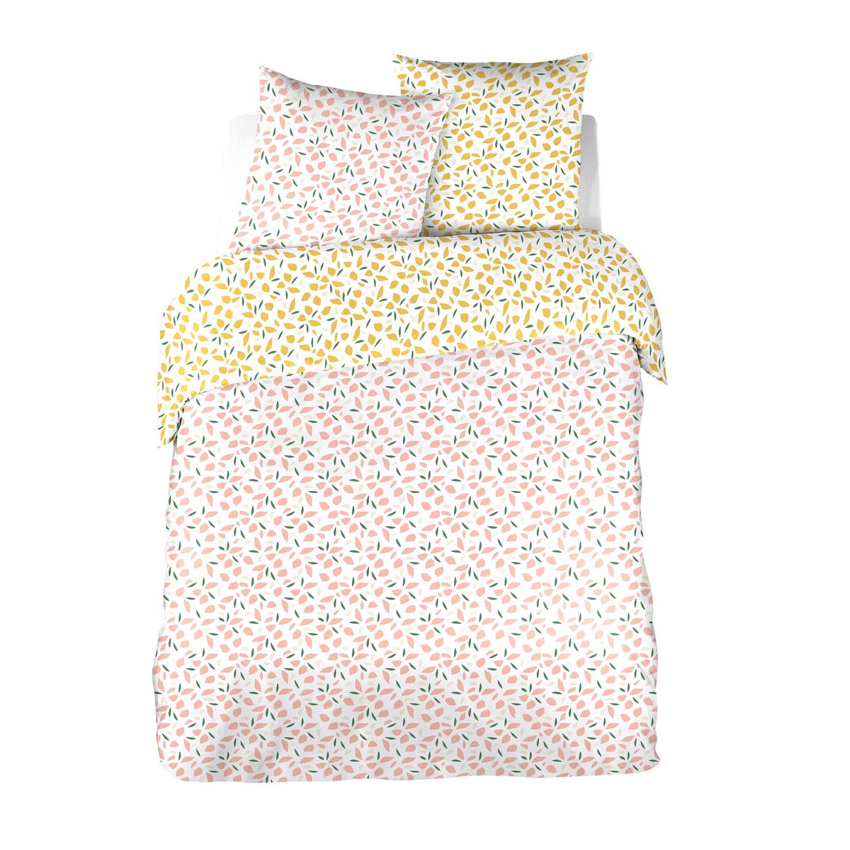 ACTUEL Parure housse de couette en coton 65 fils imprimé ROSA