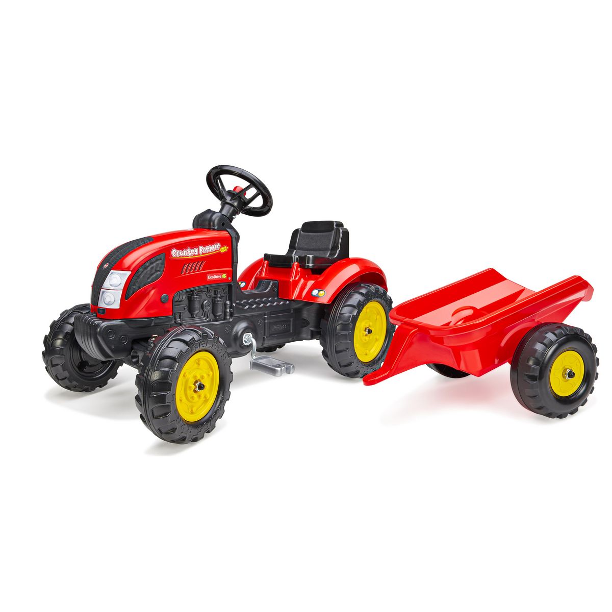 FALQUET Tracteur Kiddy Farm avec remorque - Rouge