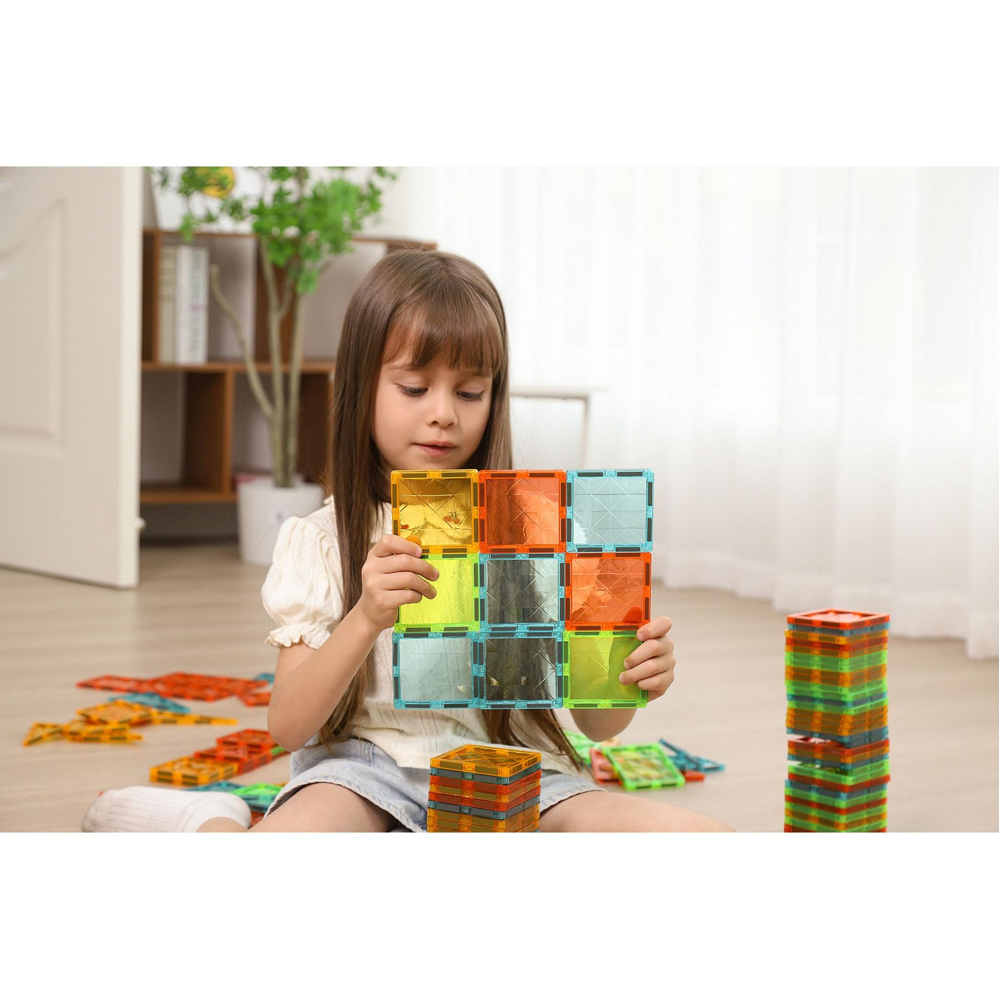 Voir la diapositive 12 : GEOMAG Jeu Magnetic Tiles 44 pièces