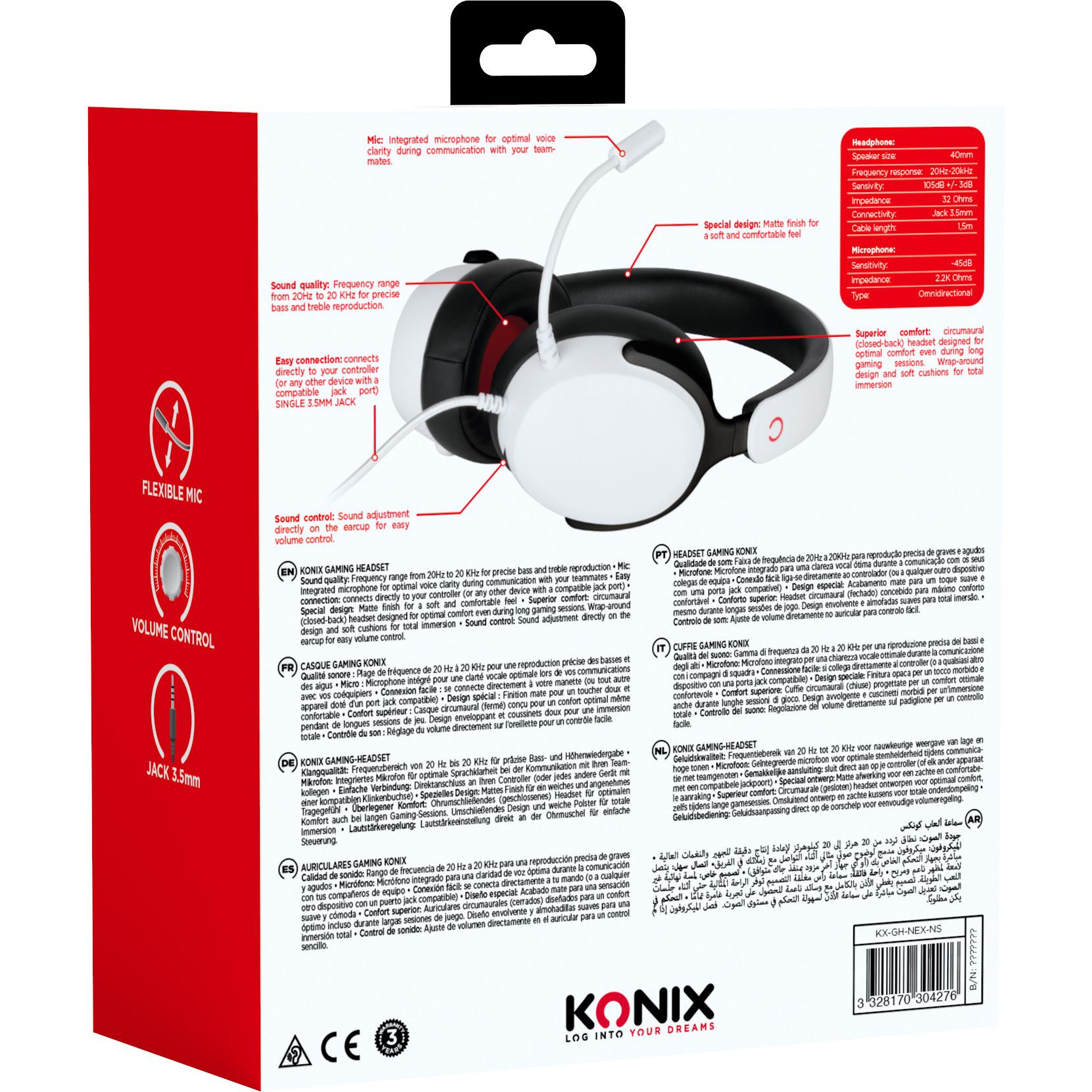 Voir la diapositive 8 : KONIX Casque Gaming Nexus Blanc Nintendo Switch