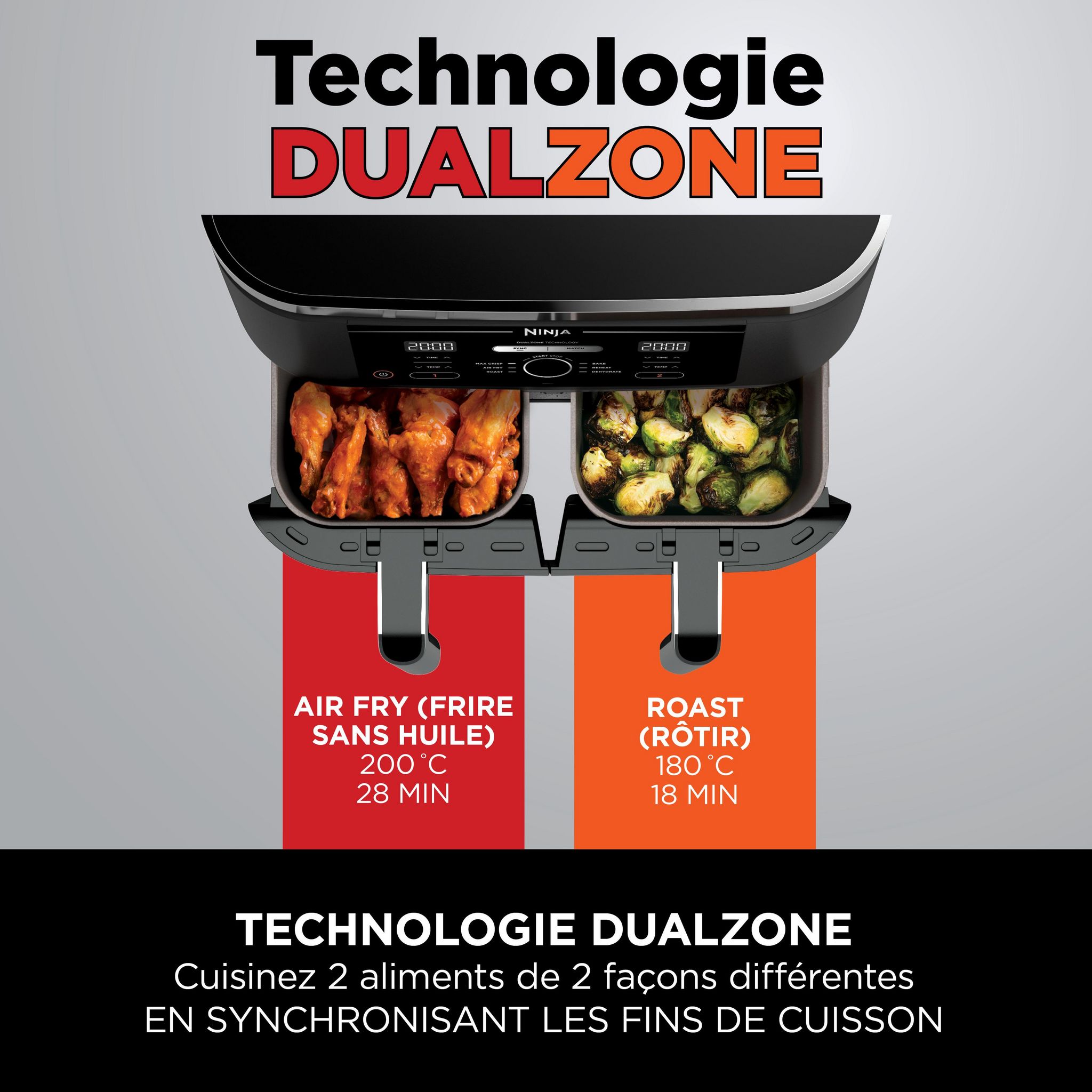 Voir la diapositive 4 : NINJA Friteuse électrique sans huile à air chaud AF200EU - Noir