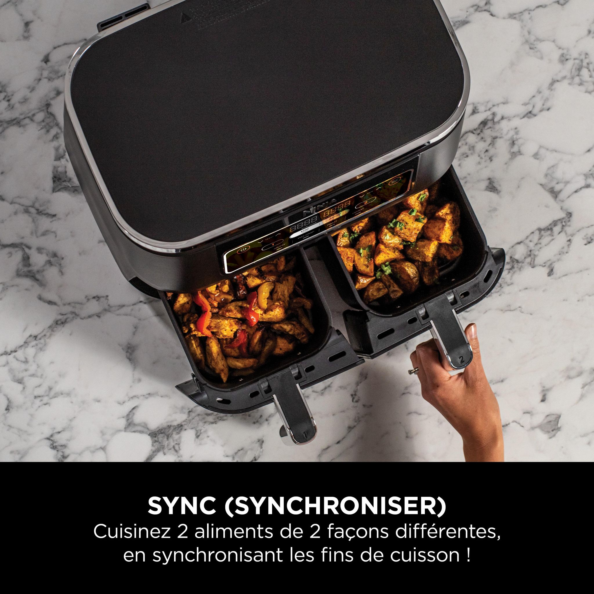 Voir la diapositive 6 : NINJA Friteuse électrique sans huile à air chaud AF200EU - Noir