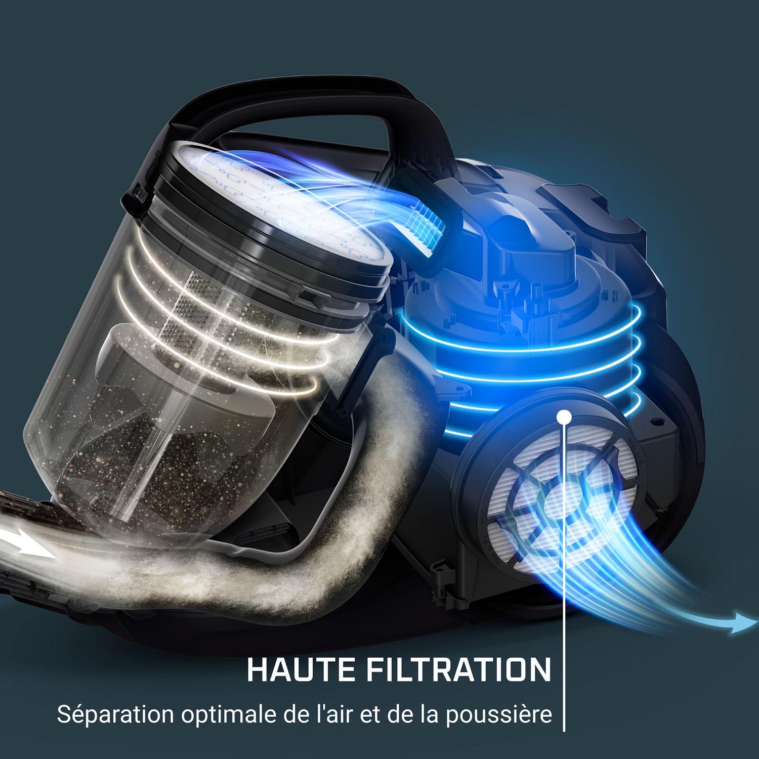Voir la diapositive 4 : ROWENTA Aspirateur traîneau sans sac RO3725 - Noir