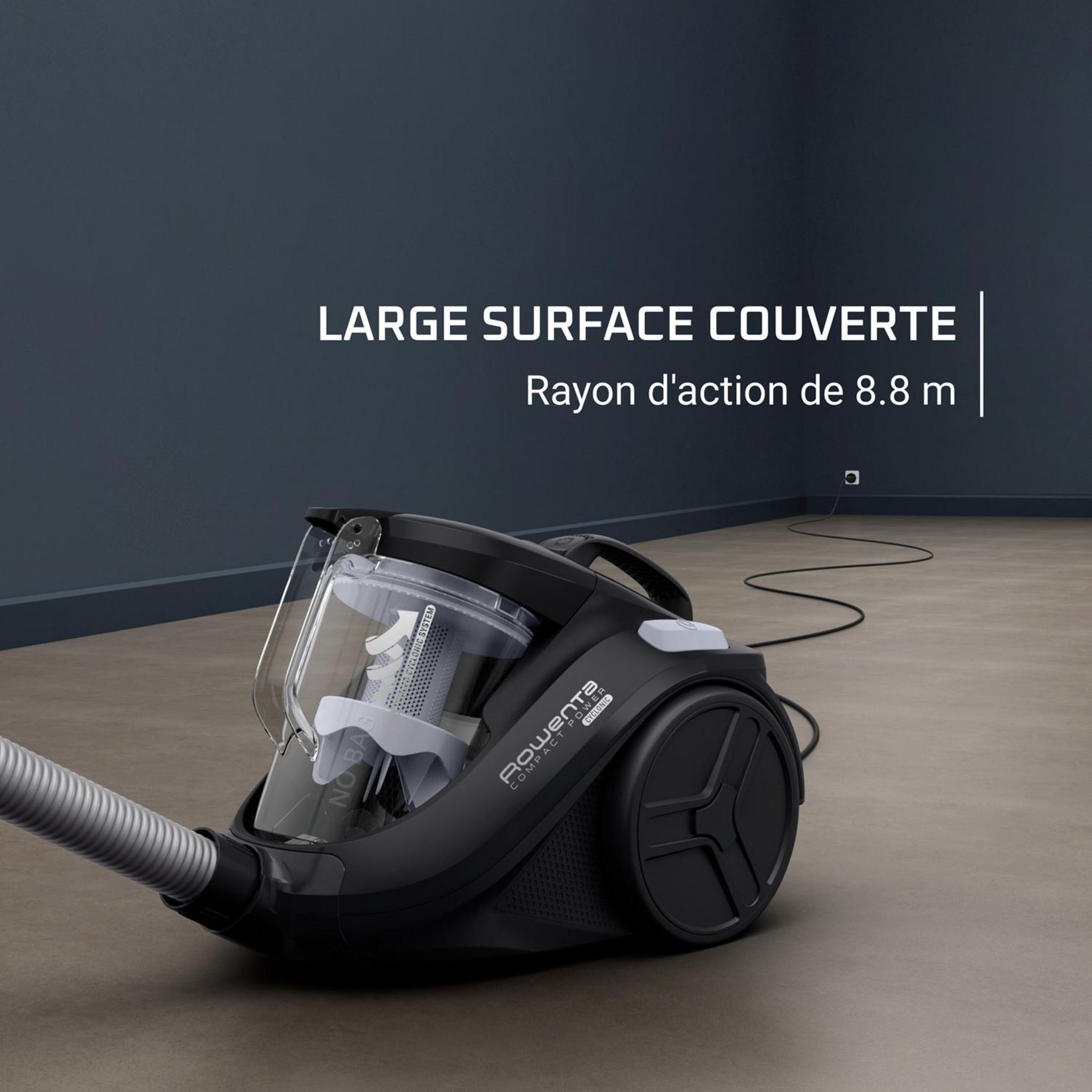 Voir la diapositive 5 : ROWENTA Aspirateur traîneau sans sac RO3725 - Noir