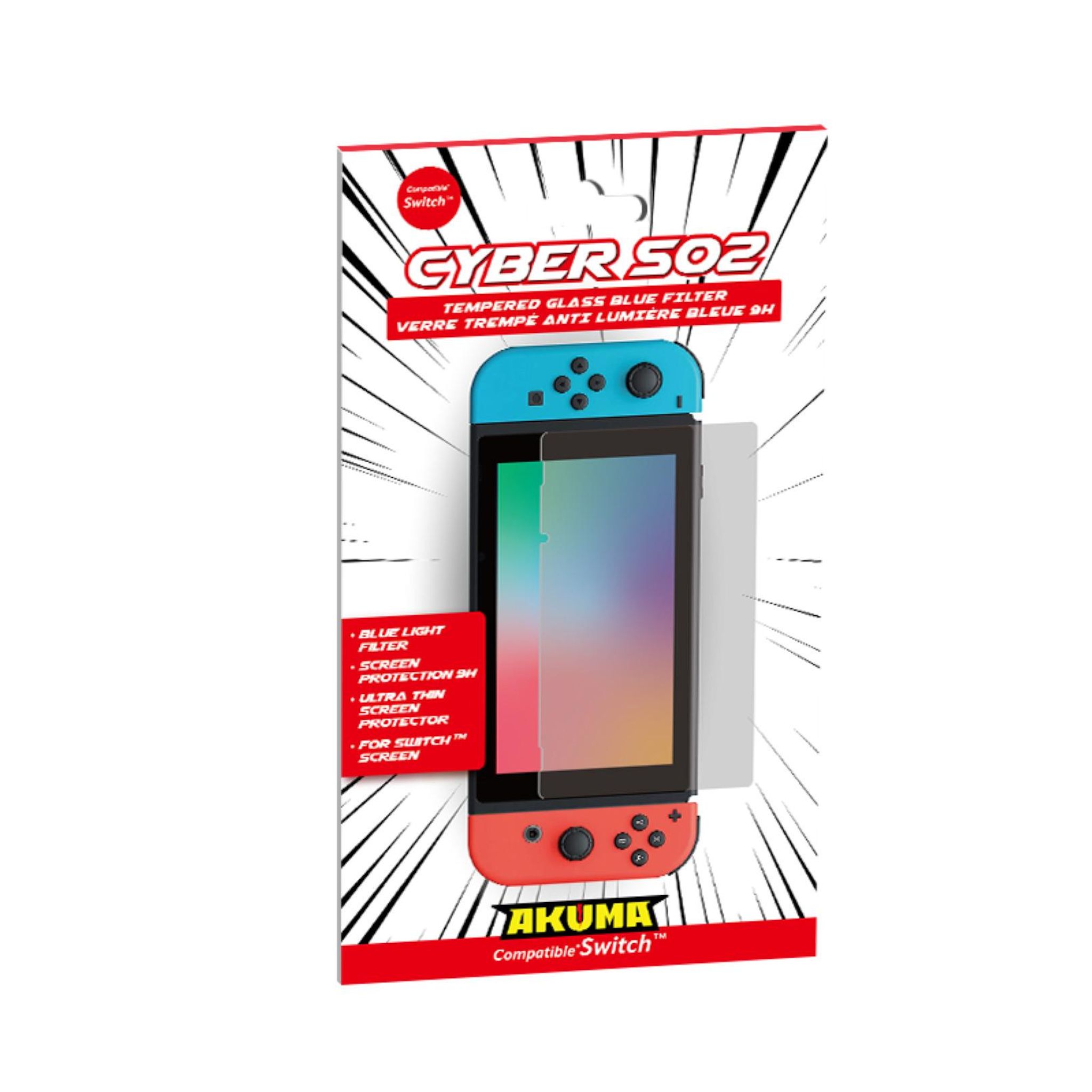 ASCENDEO Verre trempé filtre bleu pour Switch Cyber S02