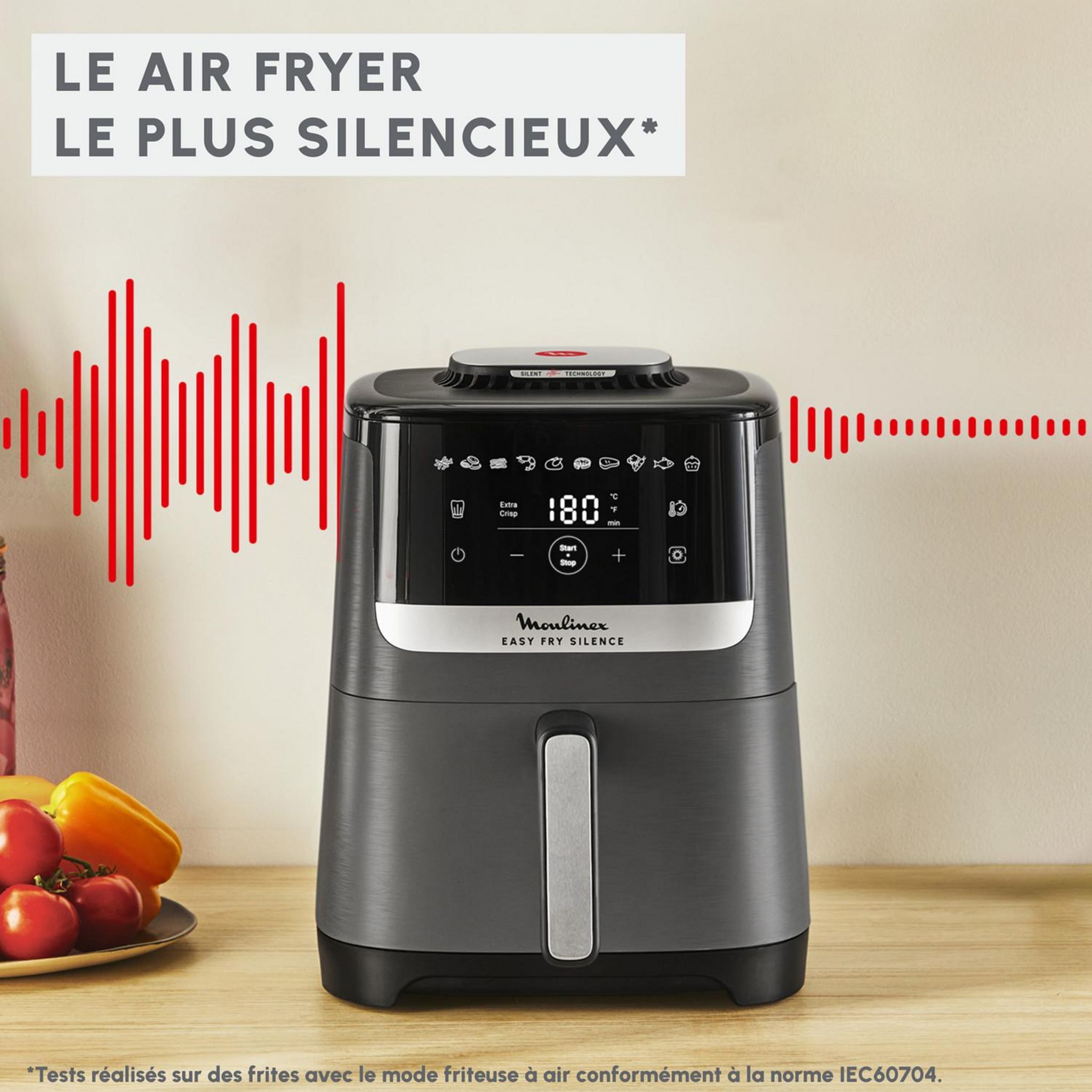 Voir la diapositive 2 : MOULINEX Friteuse sans huile à air chaud EZ551HF0 - Gris