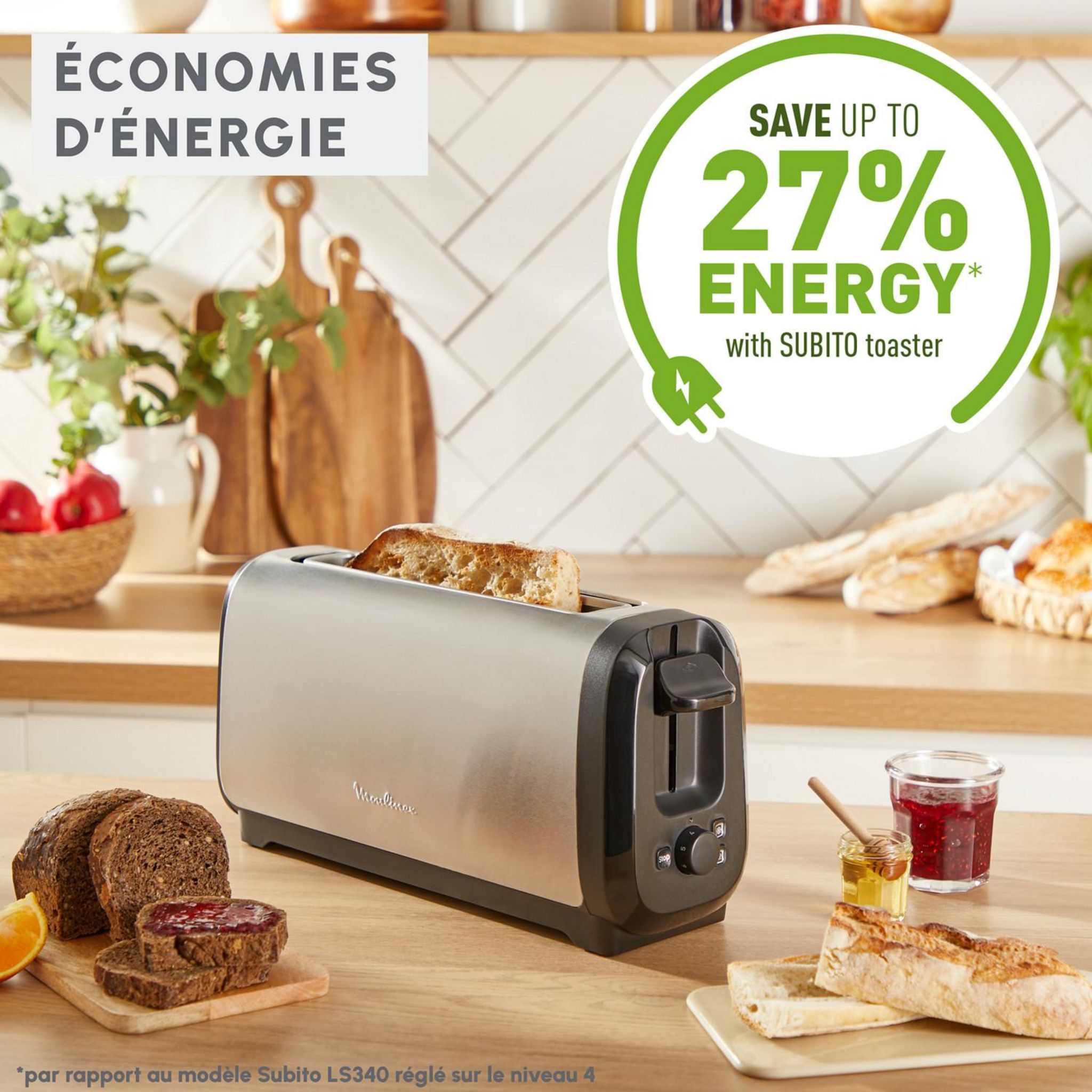 Voir la diapositive 3 : MOULINEX Grille pain LS5S0DE0 - Inox