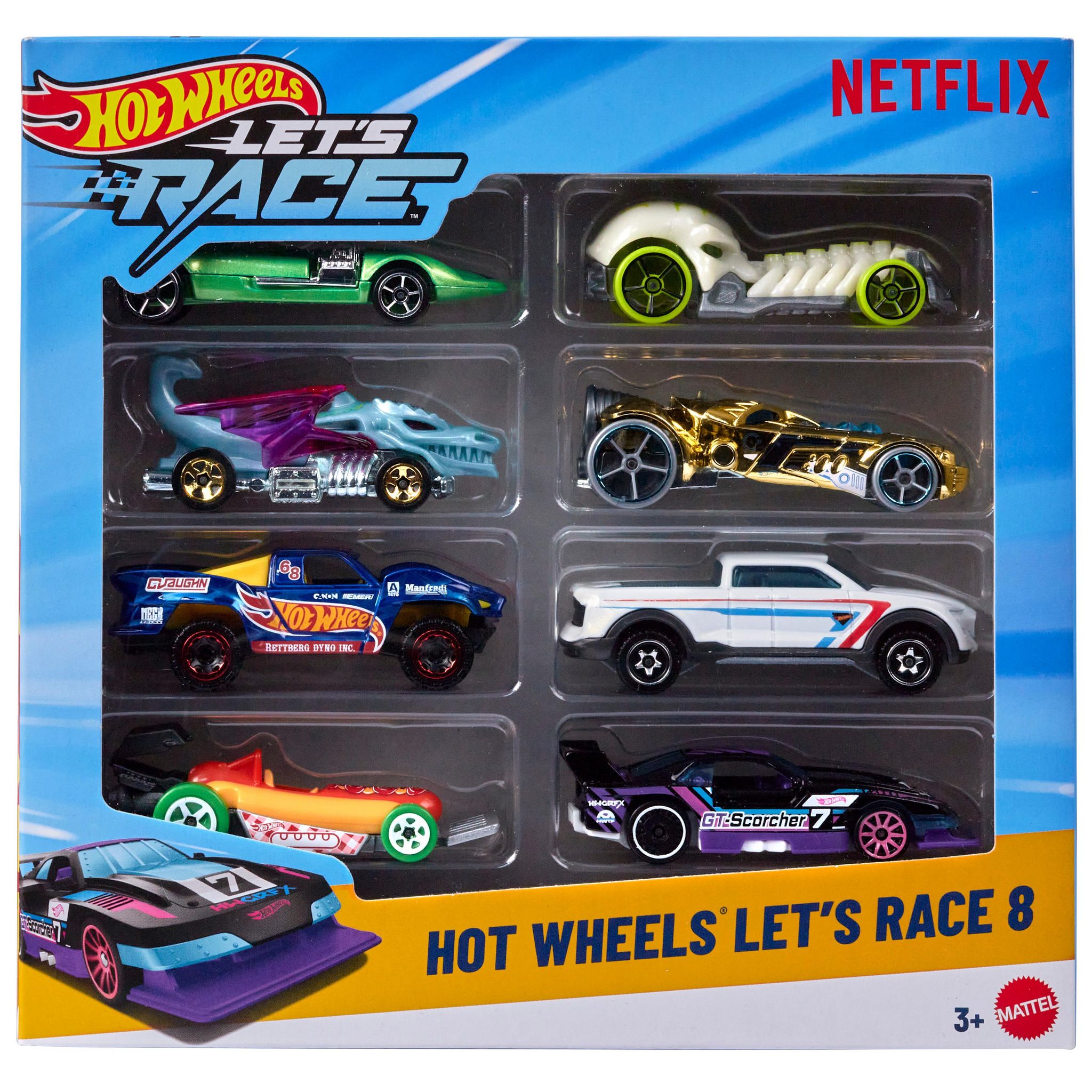 Voir la diapositive 1 : MATTEL Pack de 8 voitures Let's Race Hot Wheels