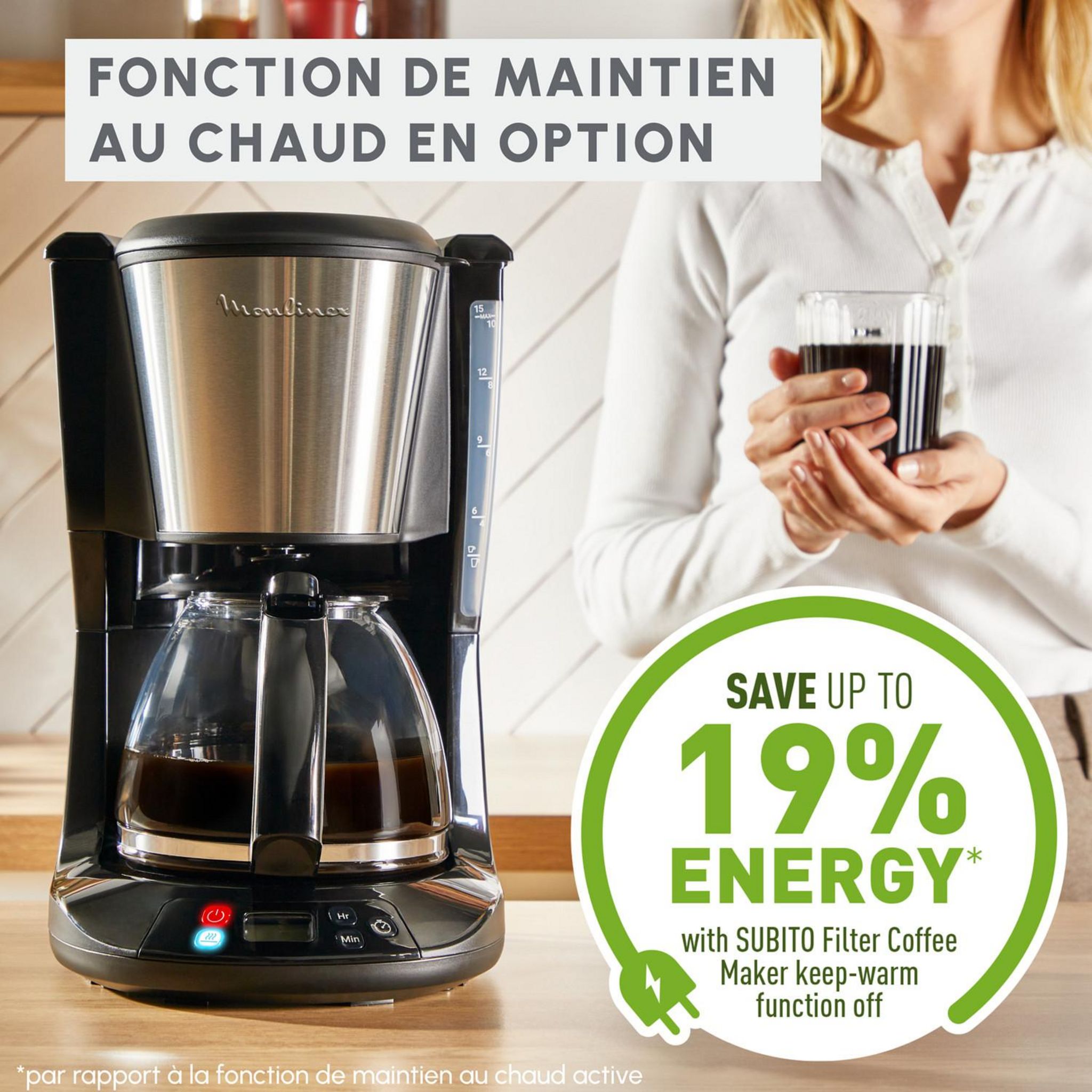 Voir la diapositive 2 : MOULINEX Cafetière filtre SUBITO FG5S2DEO - Noir