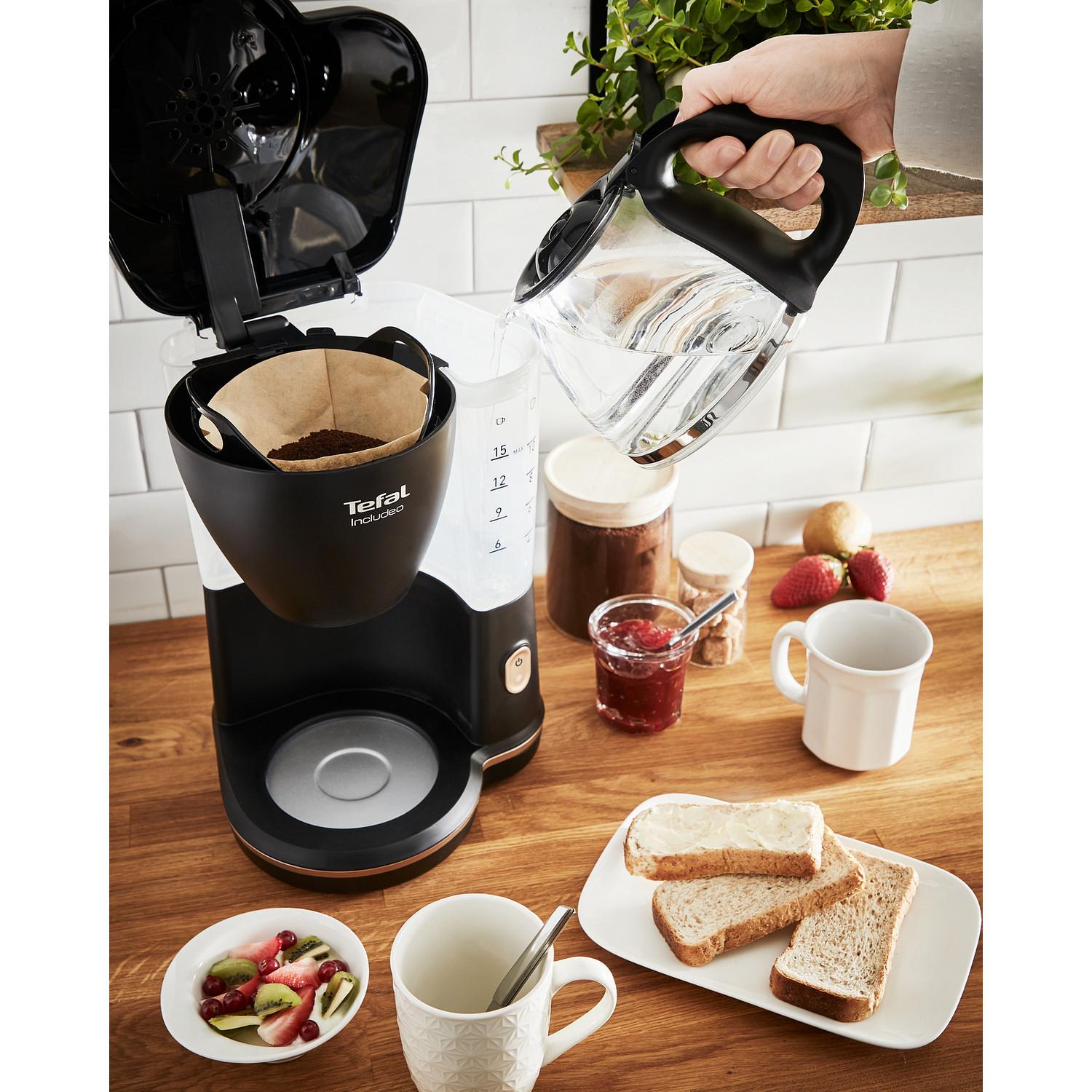Voir la diapositive 6 : TEFAL Cafetière à filtre Includeo  CM533811 - Noir
