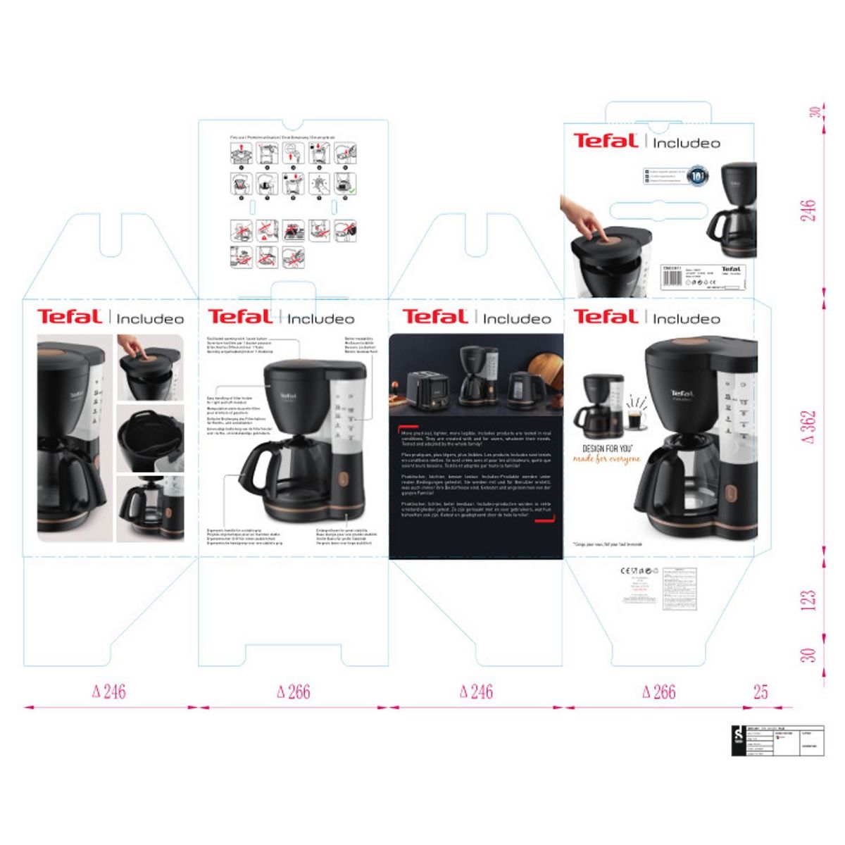 TEFAL Cafetière à filtre Includeo  CM533811 - Noir