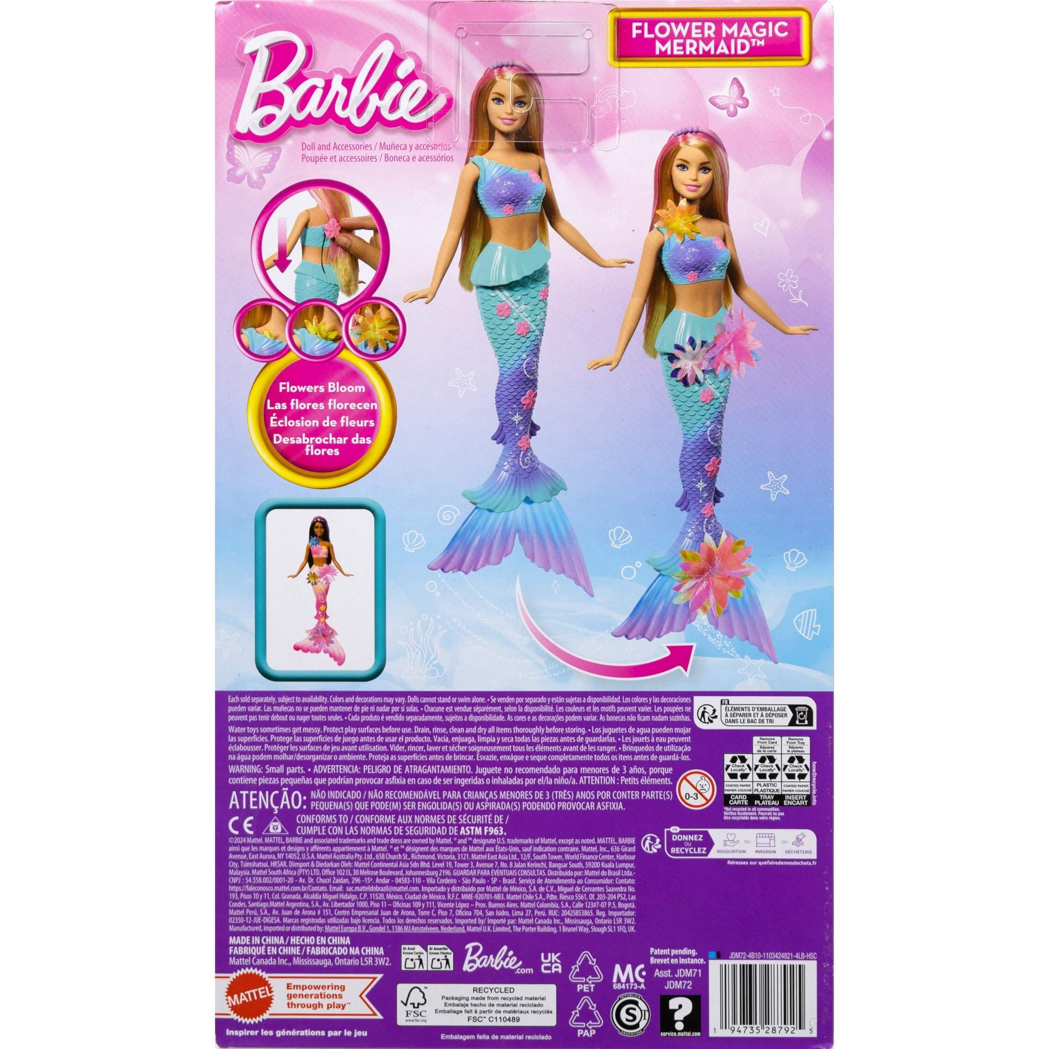 Voir la diapositive 3 : BARBIE Poupée Barbie Sirène Fleurs Magiques Blonde