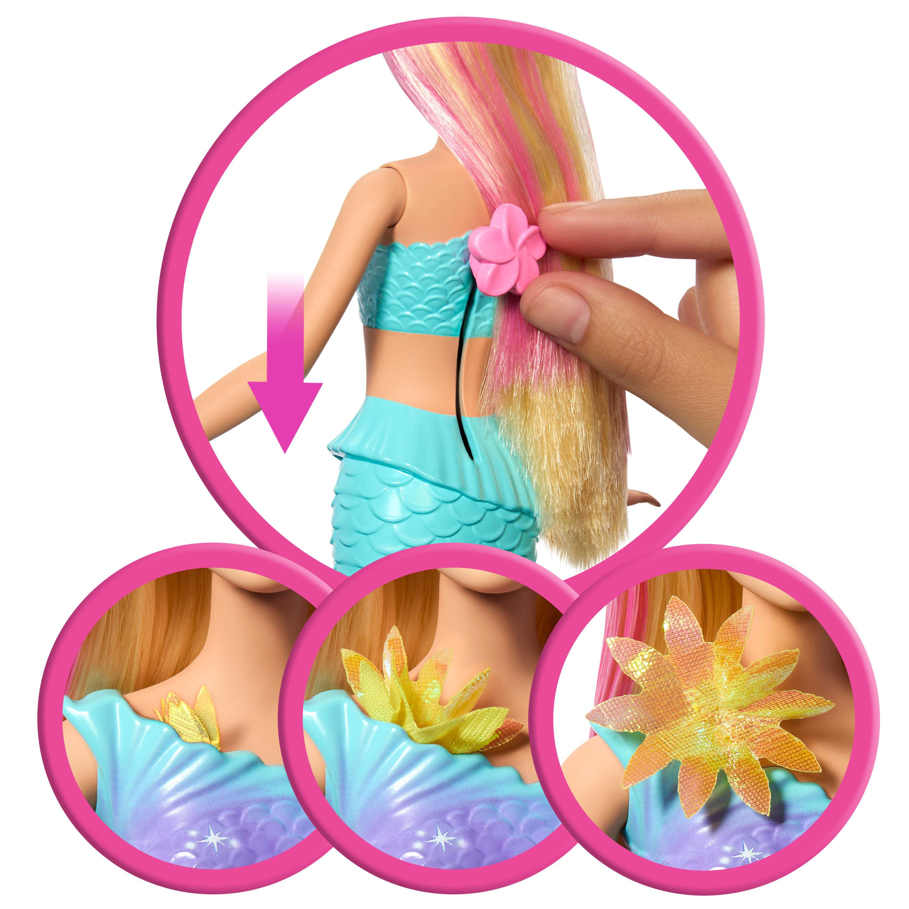 Voir la diapositive 6 : BARBIE Poupée Barbie Sirène Fleurs Magiques Blonde
