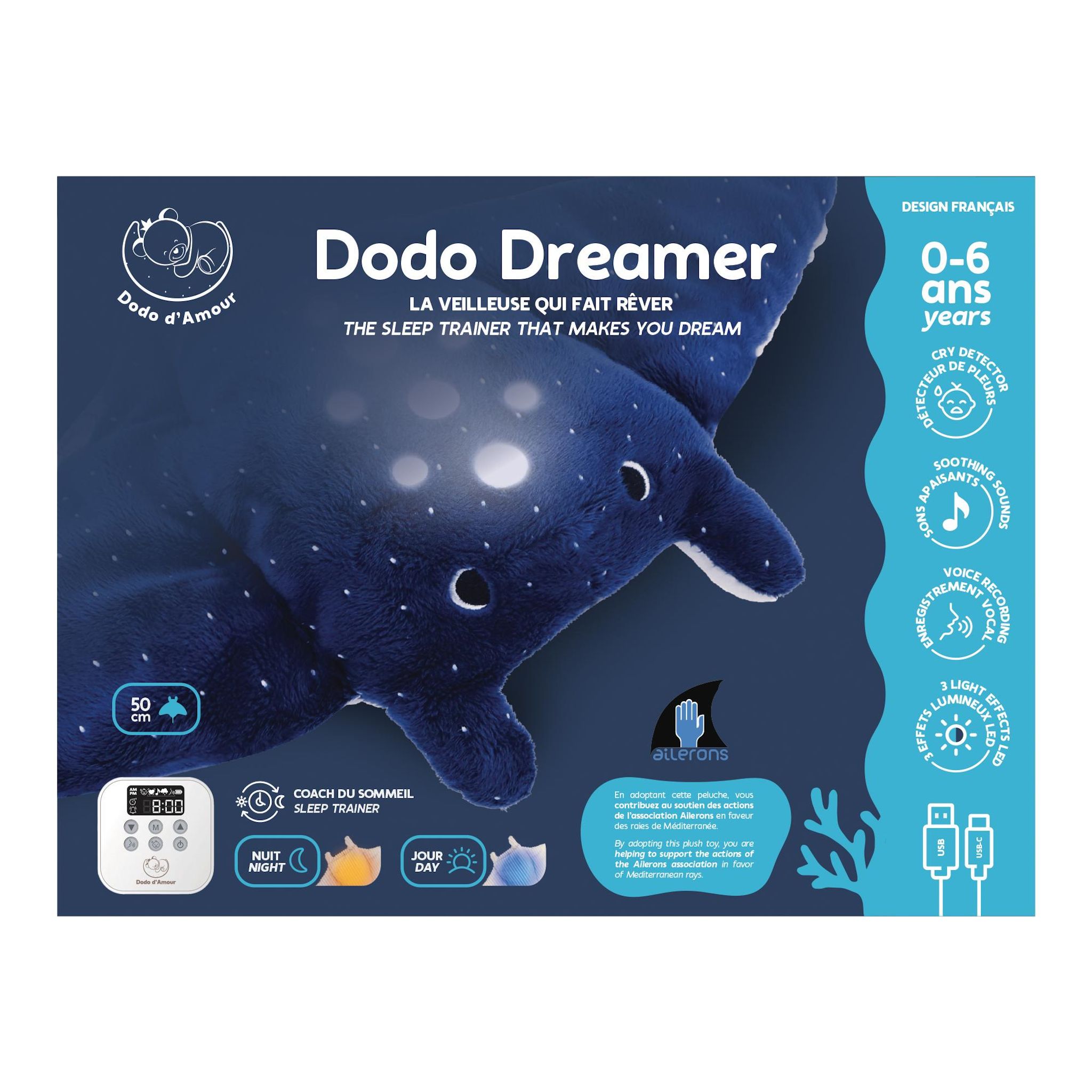 Voir la diapositive 3 : MGM Peluche veilleuse Raie