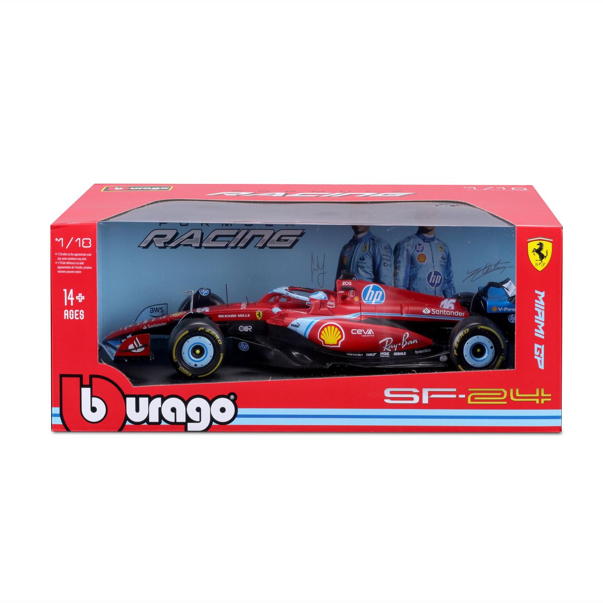 BBURAGO Voiture Ferrari SF24 + Casque Charles Leclerc