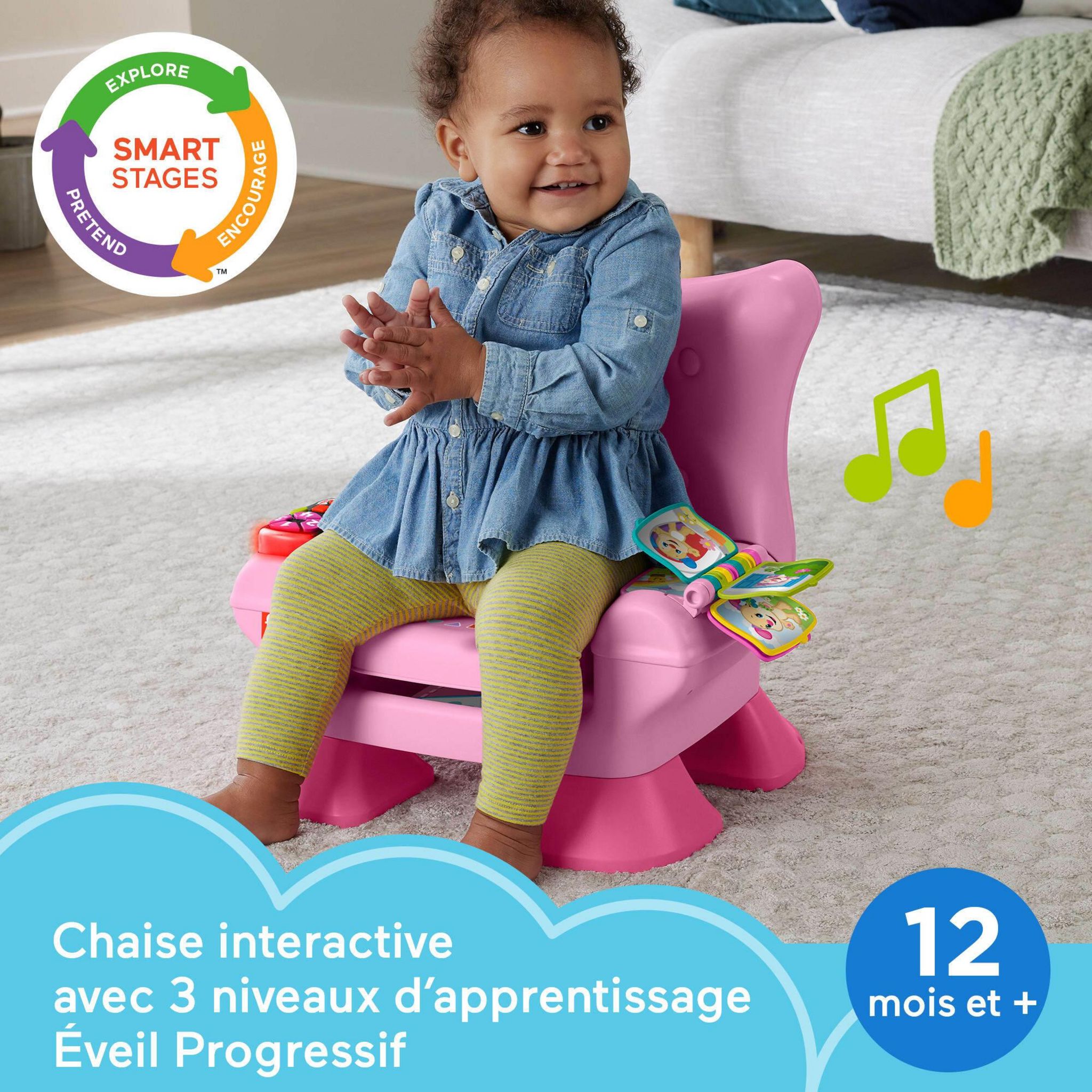 Voir la diapositive 2 : MATTEL Mon fauteuil musical rose