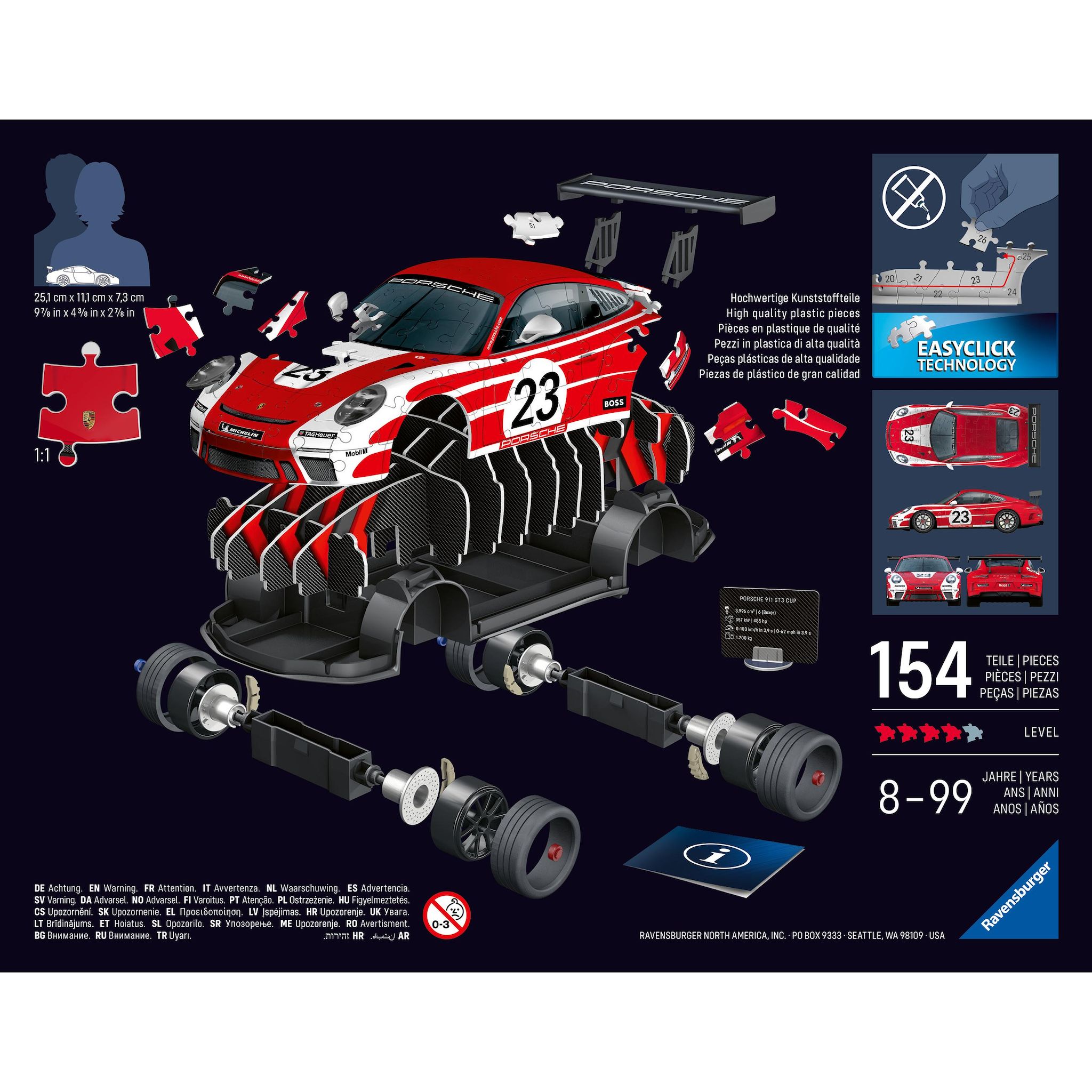Voir la diapositive 2 : RAVENSBURGER Puzzle 3D 108 pièces Porsche