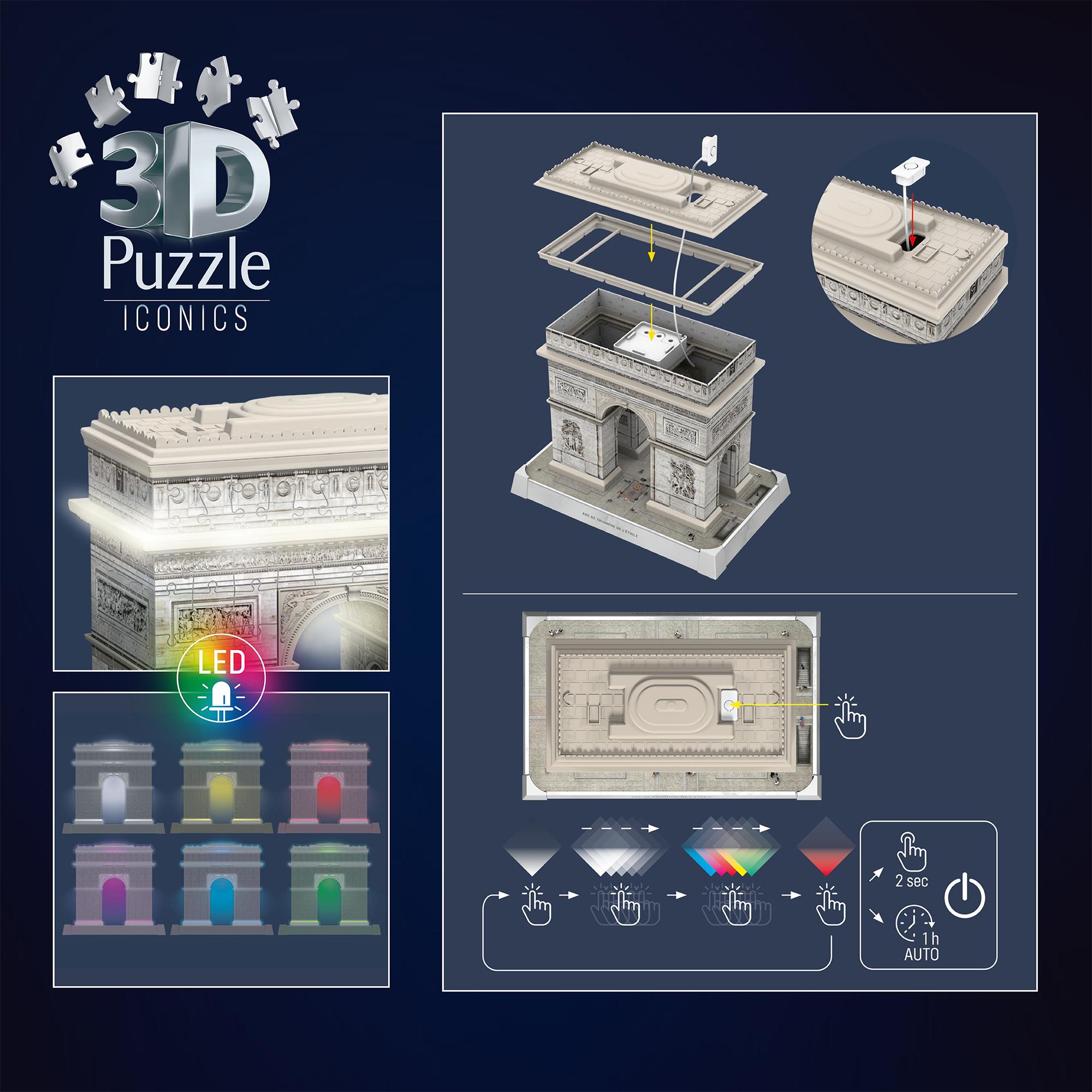 Voir la diapositive 4 : RAVENSBURGER Puzzle 3D 216 pièces Arc de Triomphe illuminé