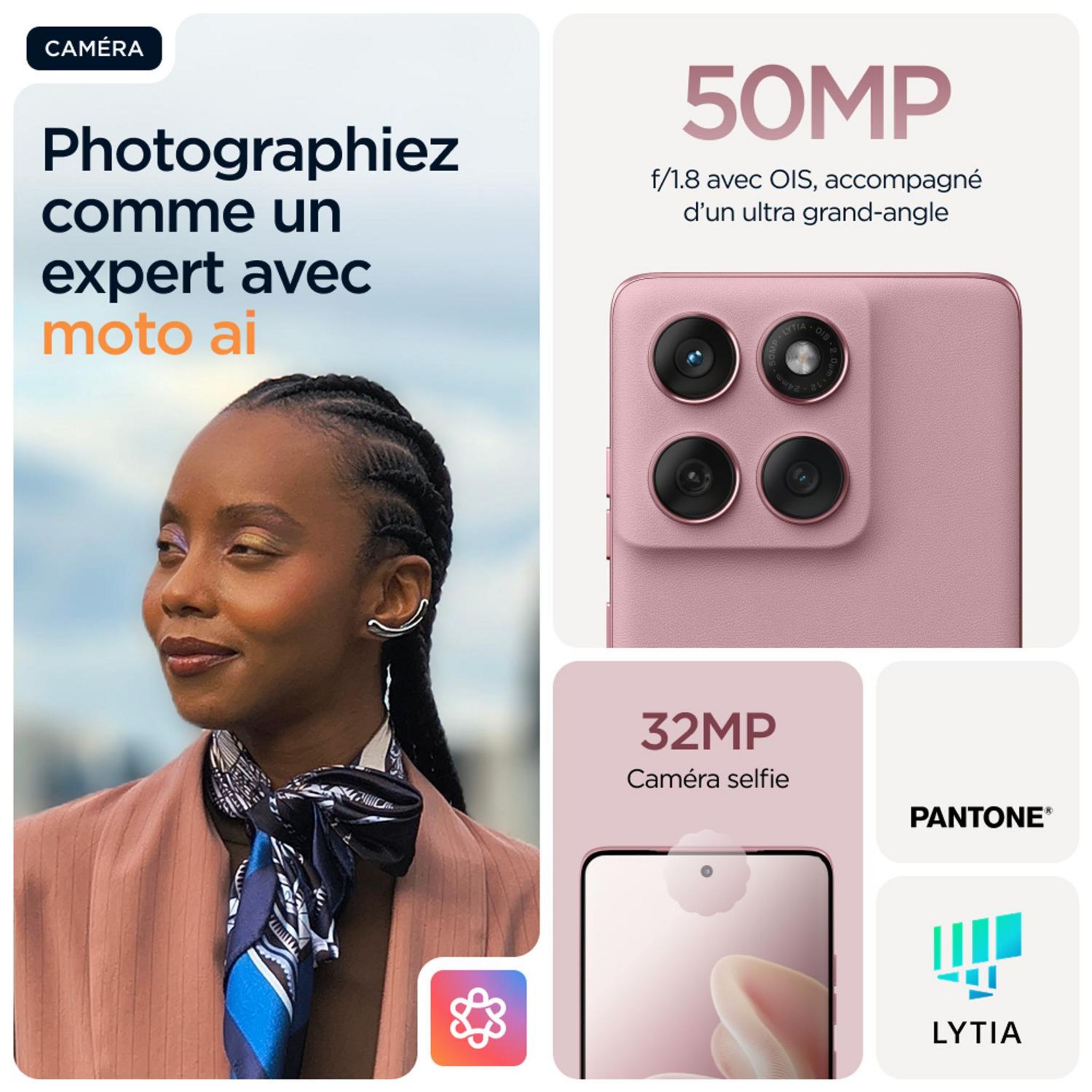 Voir la diapositive 4 : MOTOROLA Edge 60 Fusion 8GO 256Go - Rose