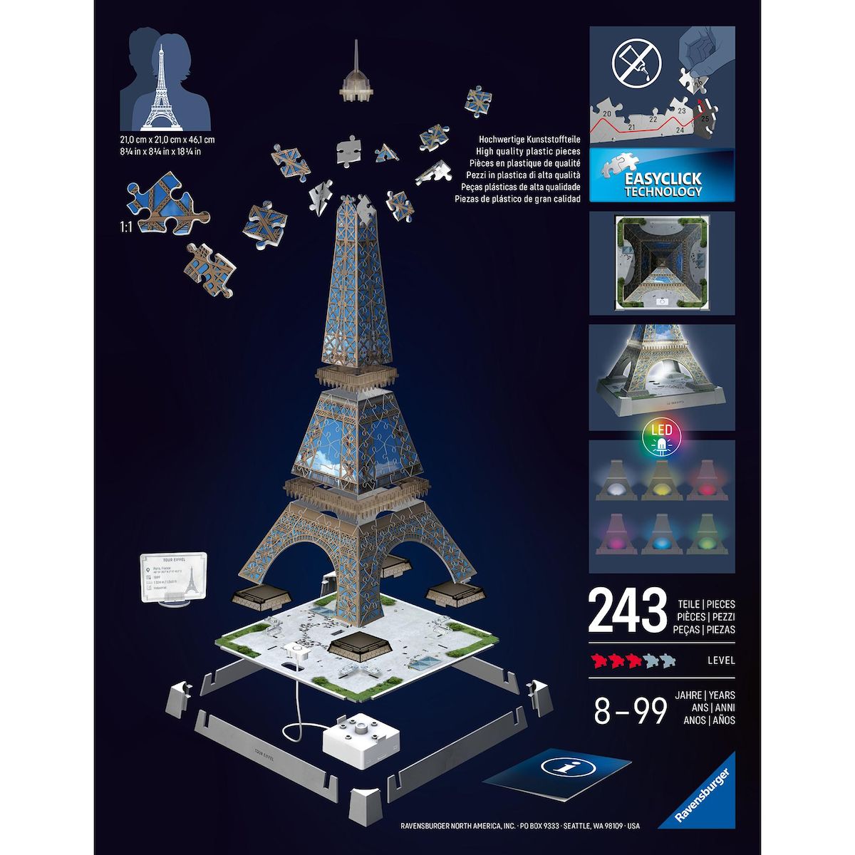 RAVENSBURGER Puzzle 3D 216 pièces Tour Eiffel Illuminée