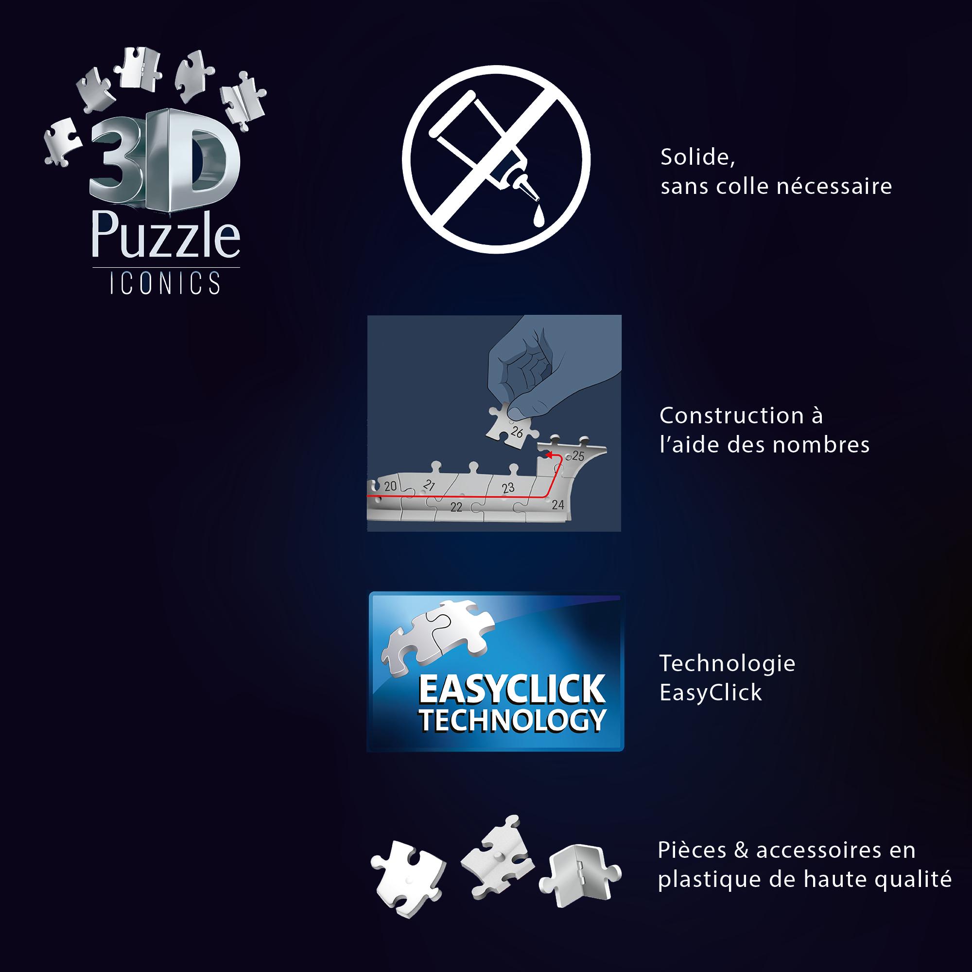 Voir la diapositive 3 : RAVENSBURGER Puzzle 3D 216 pièces Tour Eiffel Illuminée