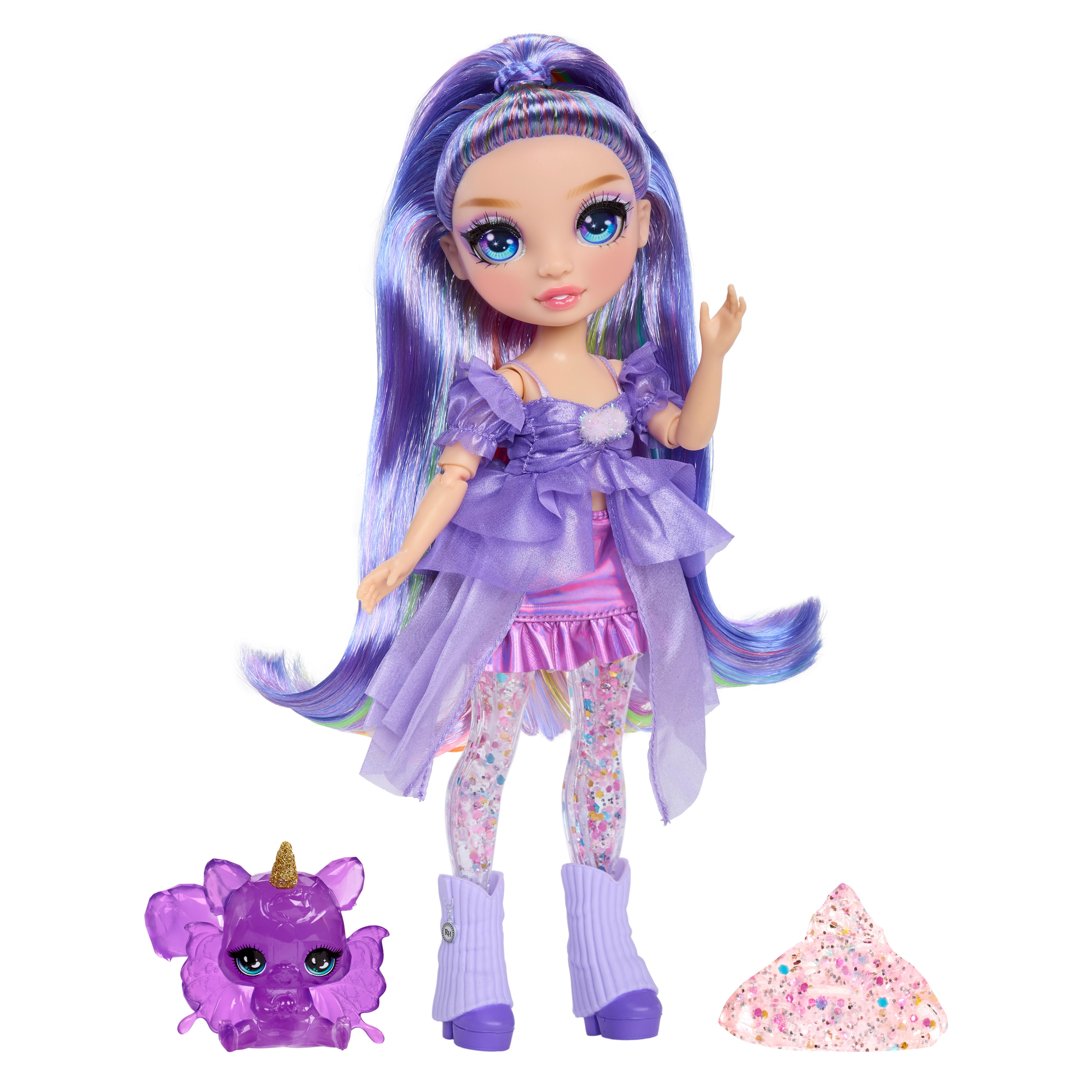Voir la diapositive 2 : MGA Poupée Rainbow High Shimmers Violet 27cm avec Slime