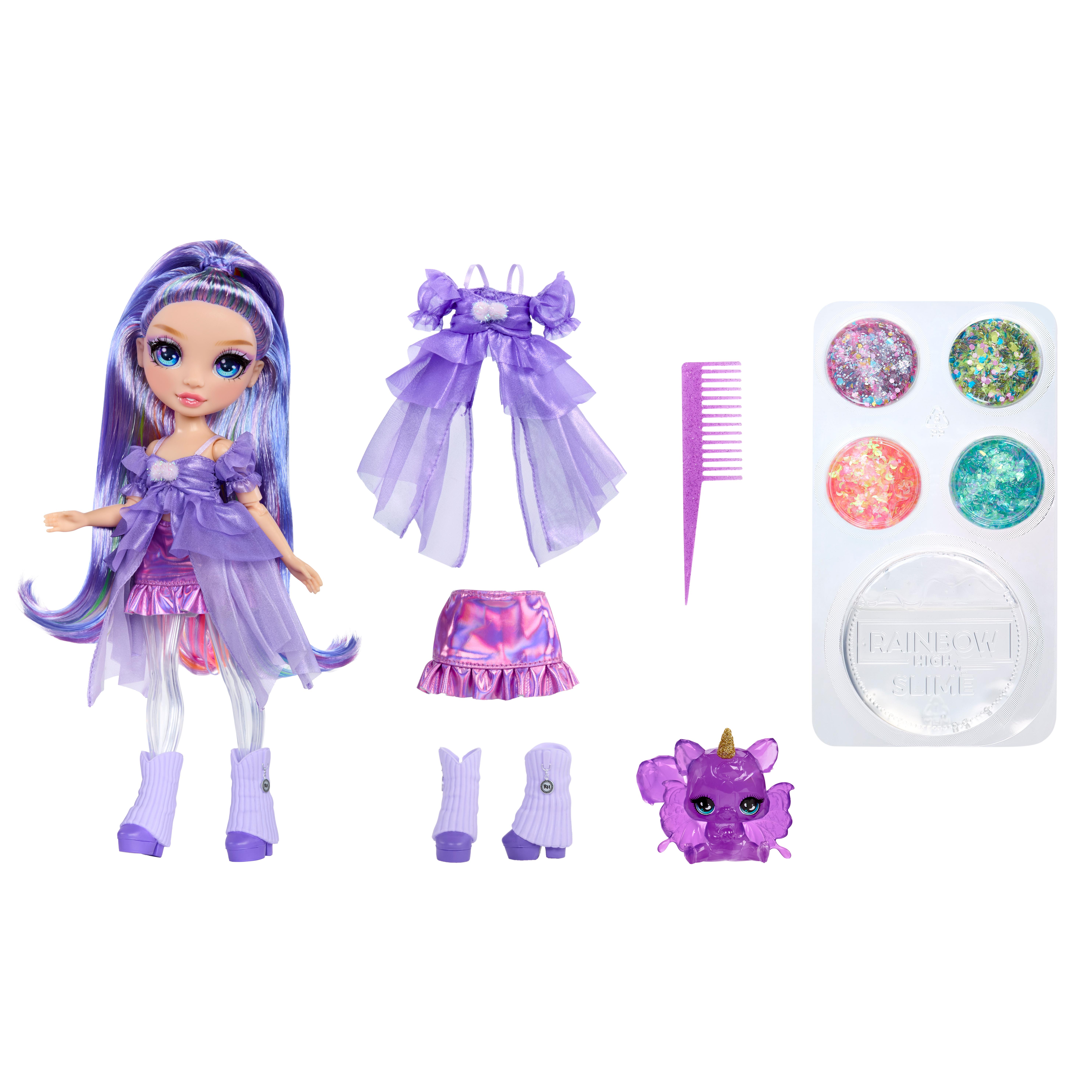 Voir la diapositive 3 : MGA Poupée Rainbow High Shimmers Violet 27cm avec Slime