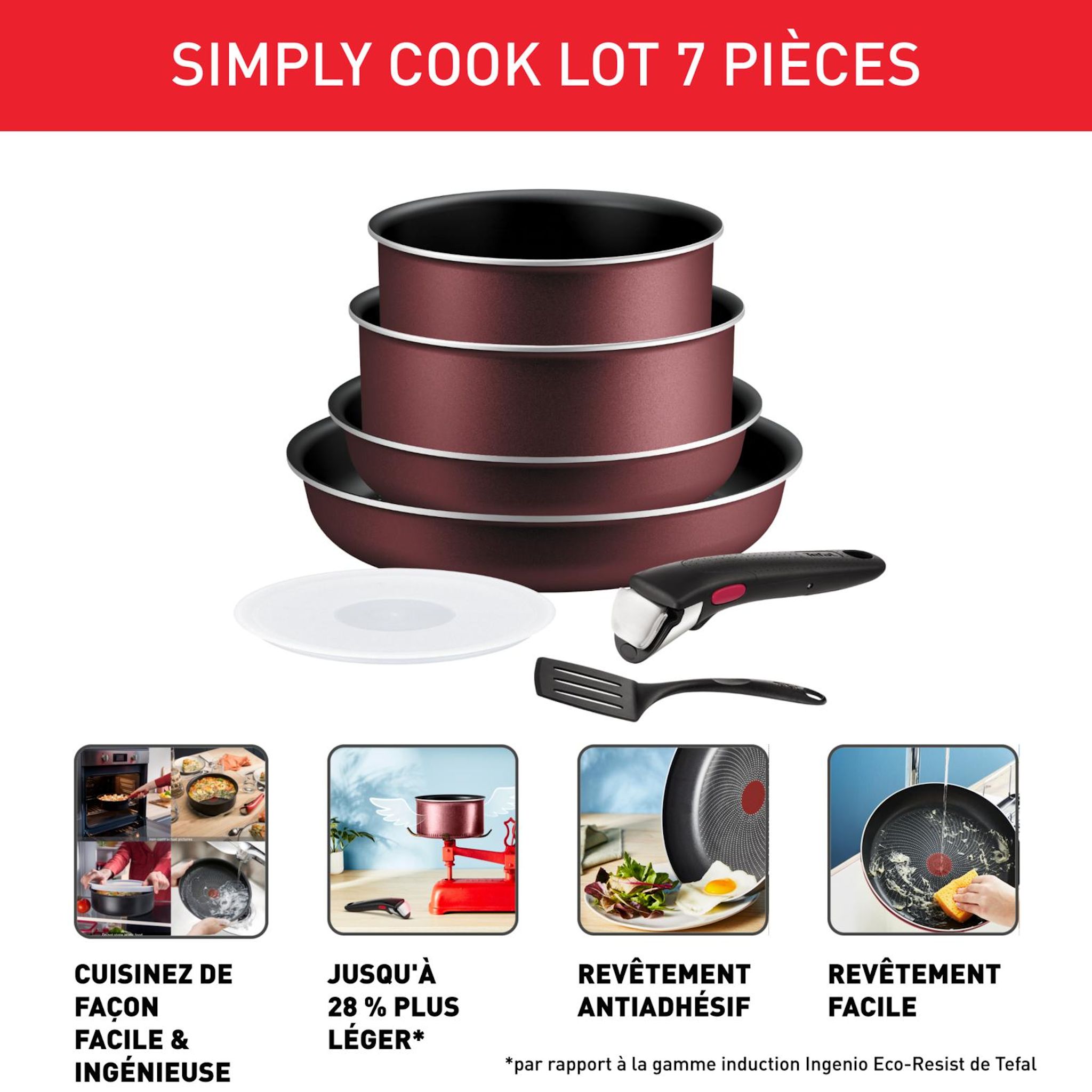 Voir la diapositive 2 : Set 7 pièces Ingenio Simply Cook tous feux dont induction