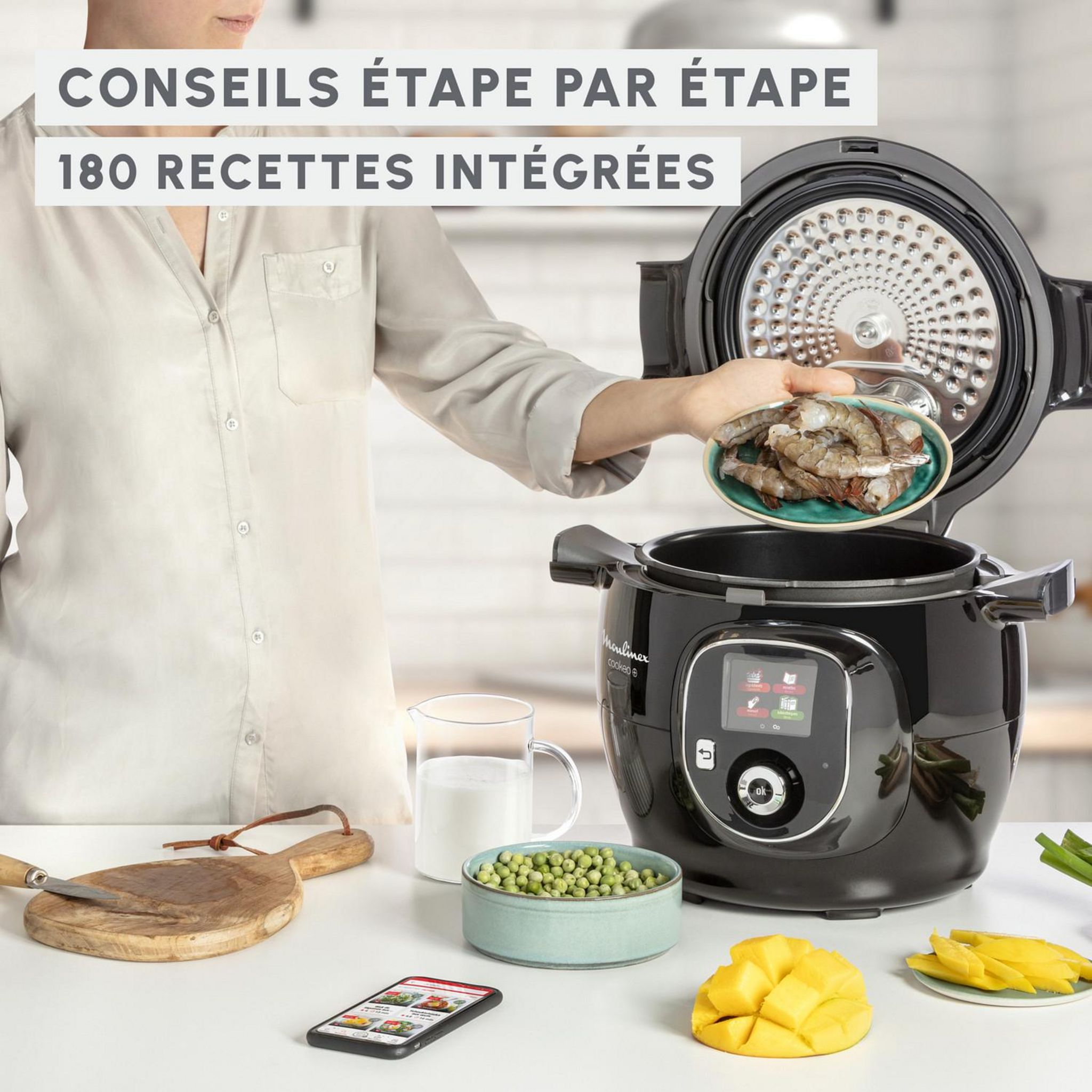 Voir la diapositive 4 : MOULINEX Multicuiseur intelligent Cookeo CE85XBFO - Noir