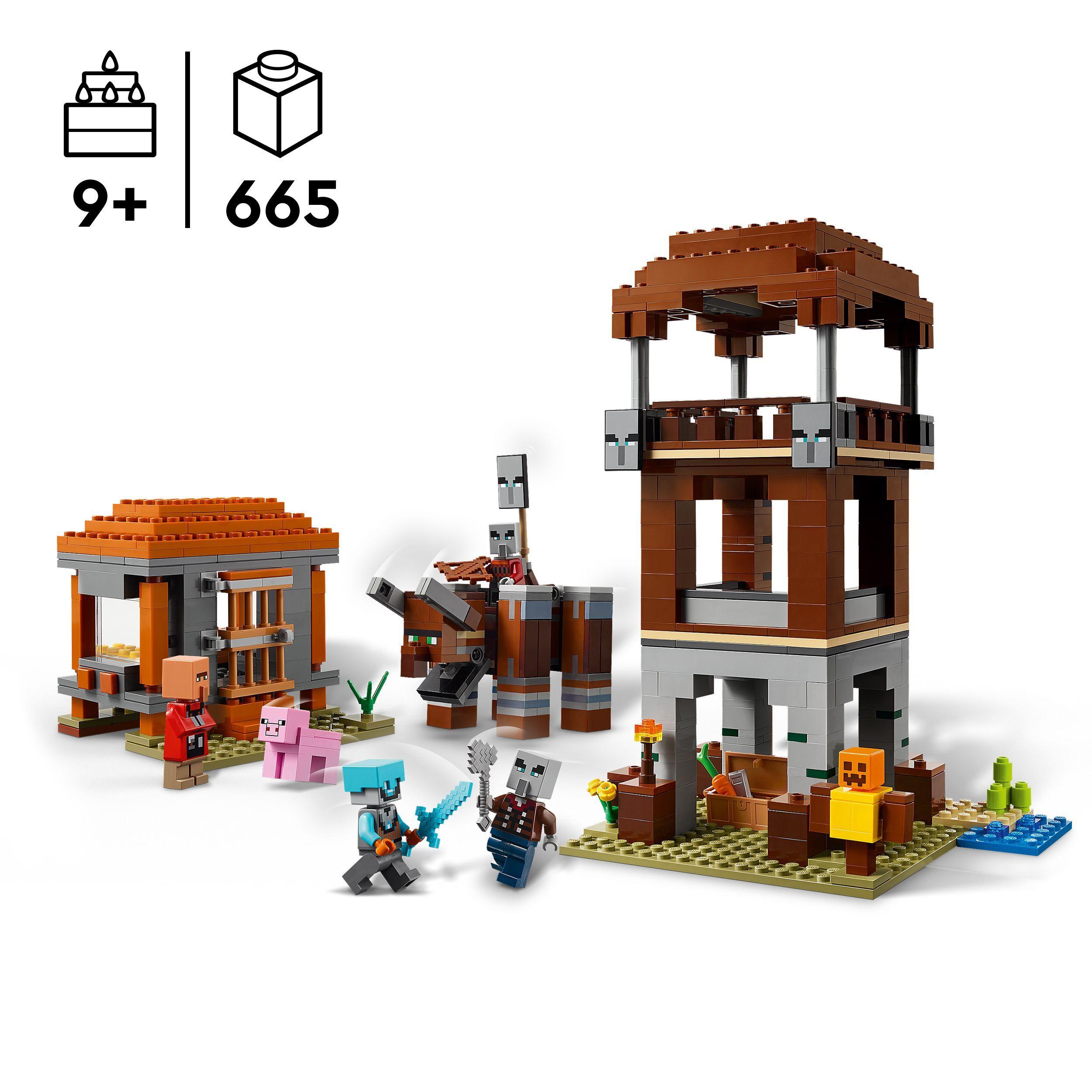 Voir la diapositive 3 : LEGO Minecraft 21278 L’Avant-Poste De Pillards Et Le Ravageur - Jeu Pour Garçon Dès 9 Ans