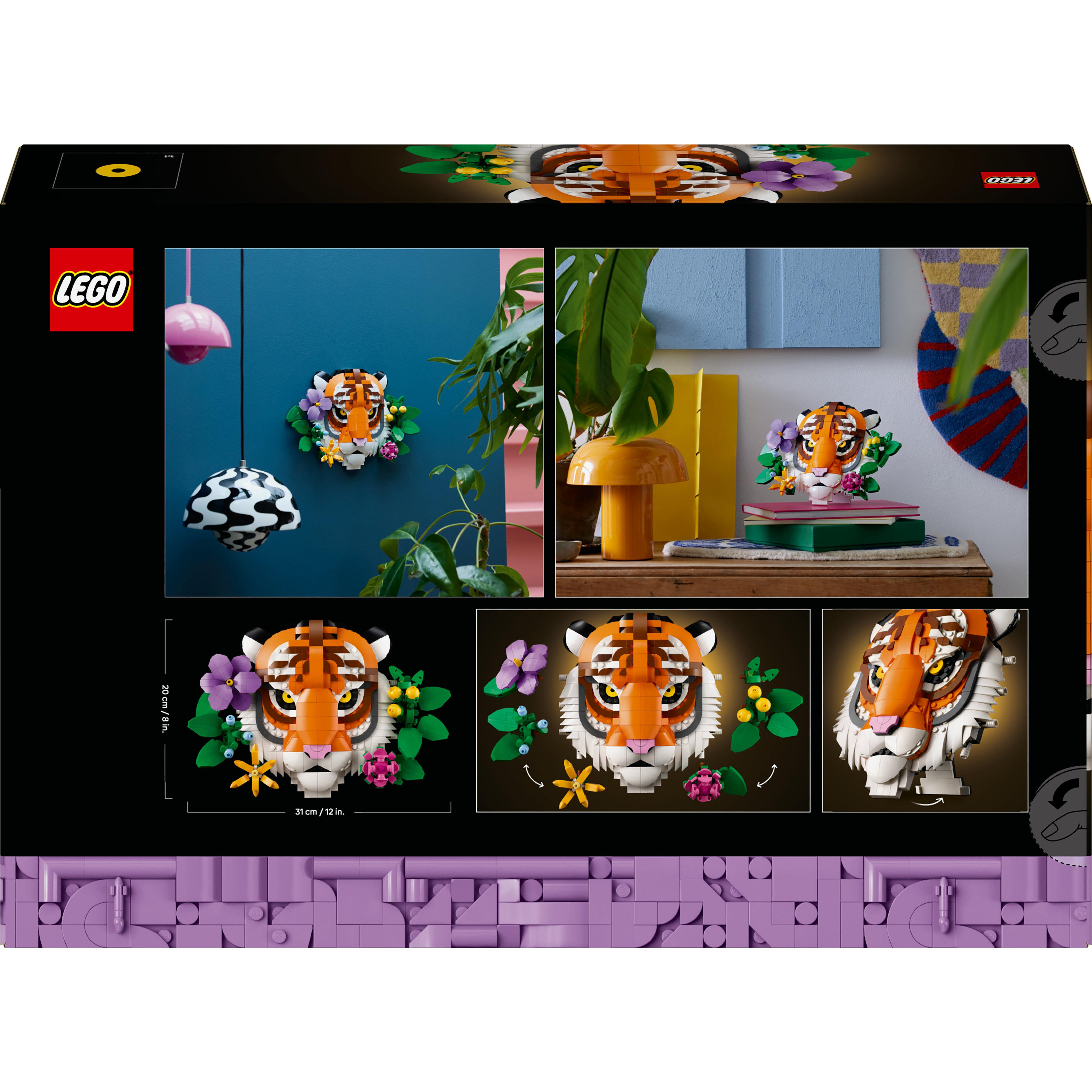 Voir la diapositive 8 : LEGO Art 31217 La Collection Faune – Le Tigre - Set Adulte - Décoration Murale Avec Fleurs