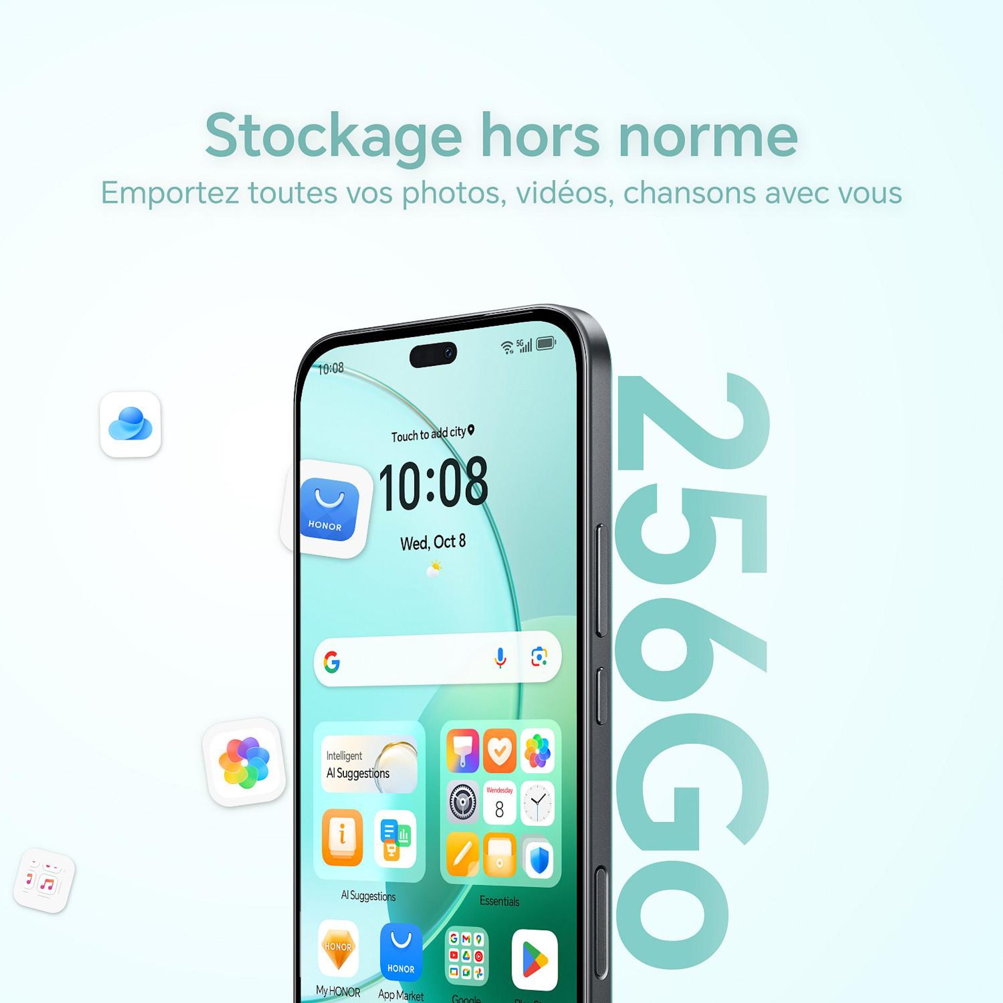 Voir la diapositive 3 : HONOR 400 Lite 5G 8GO 256Go - Gris