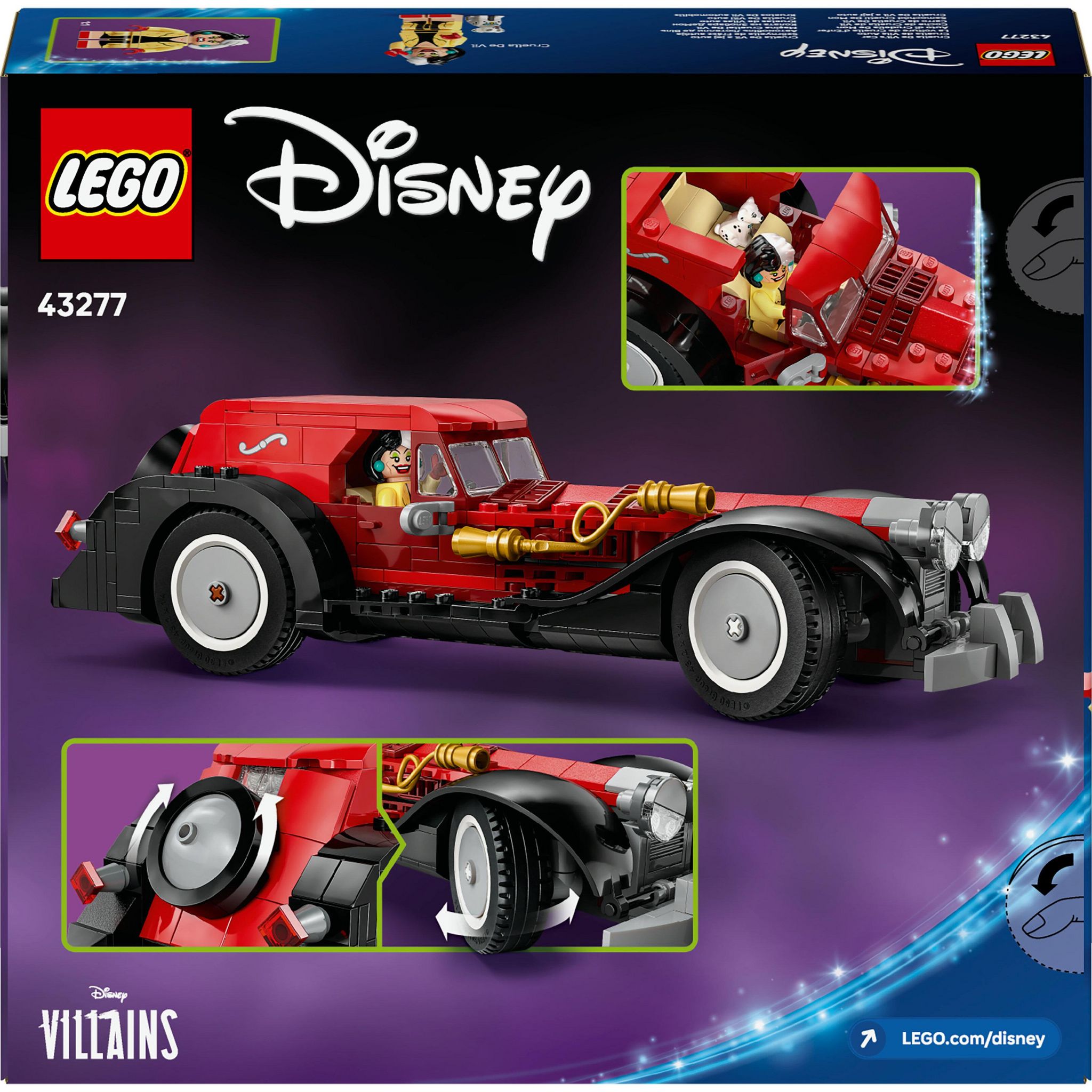 Voir la diapositive 8 : LEGO Disney 43277 La Voiture de Cruella d’Enfer - Jeu de Construction dès 9 ans - Chien